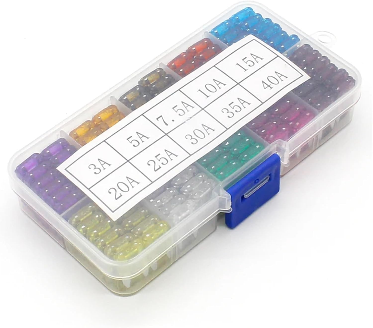 240pcs Auto Automotive Car Boat Truck Blade Fuse Box Assortment 3A 5A 7.5A 10A 15A 20A 25A 30A 35A 40A