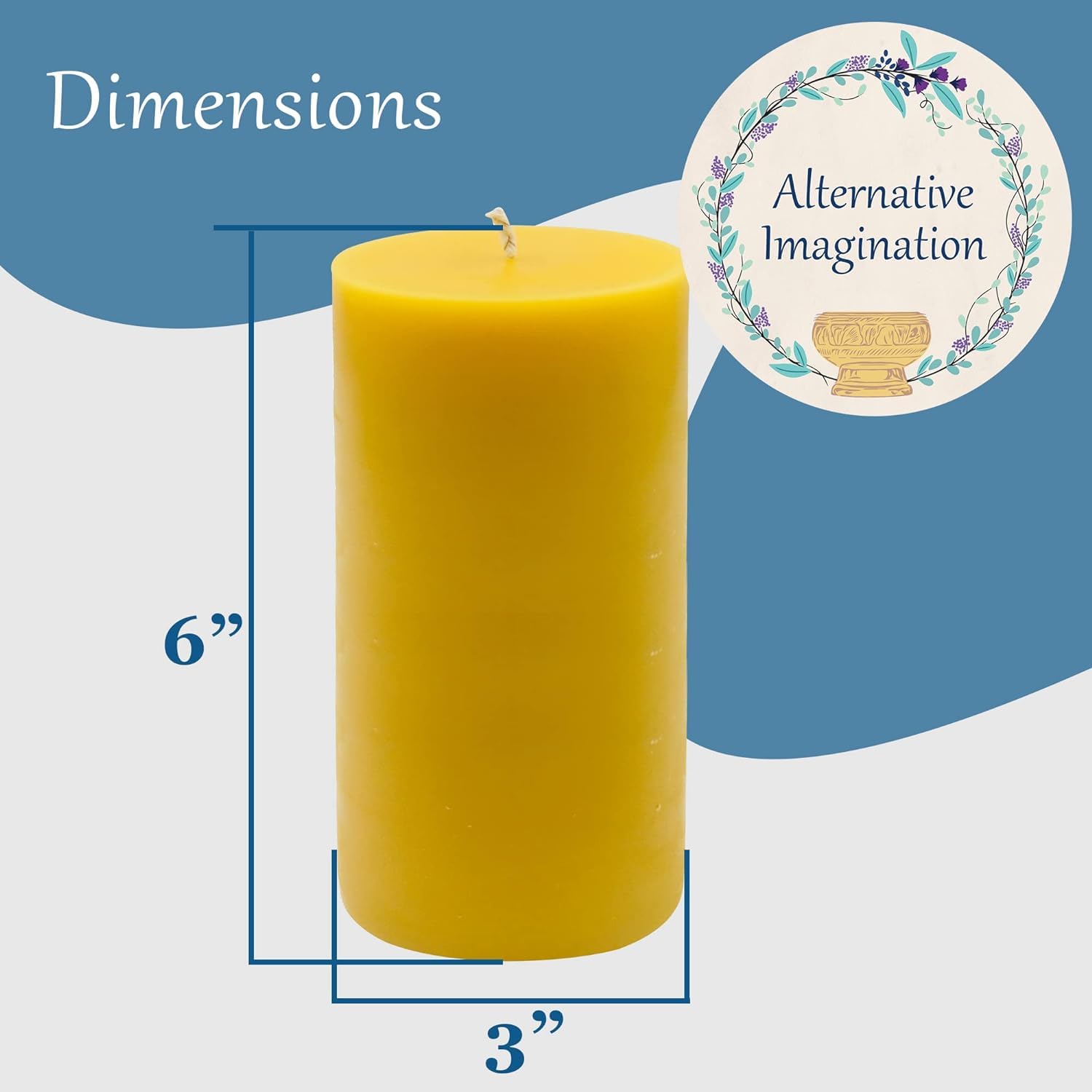 Confezione da 2 candele in cera d'api – 3 x 6 candele grandi – 100% pura, cera d'api naturale, combustione pulita, antigoccia, per decorazione domestica, decorazioni per matrimoni, regali, 160 ore di