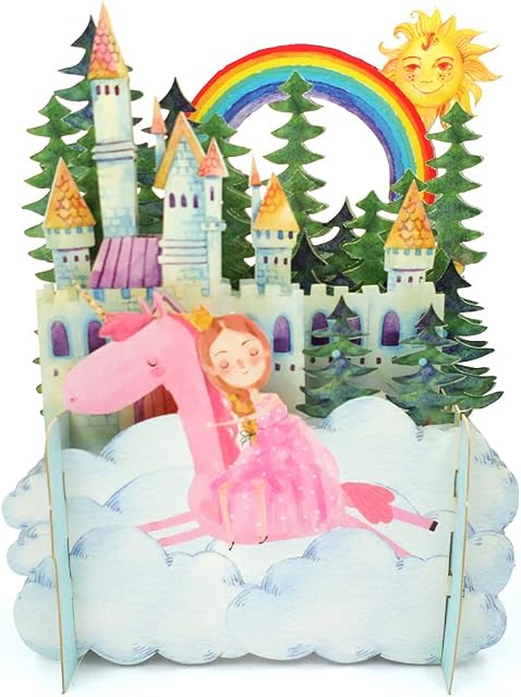 Children's Princess & A Unicorn 3D Pop Up Birthday Greeting Card By Alljoy Cards KID010