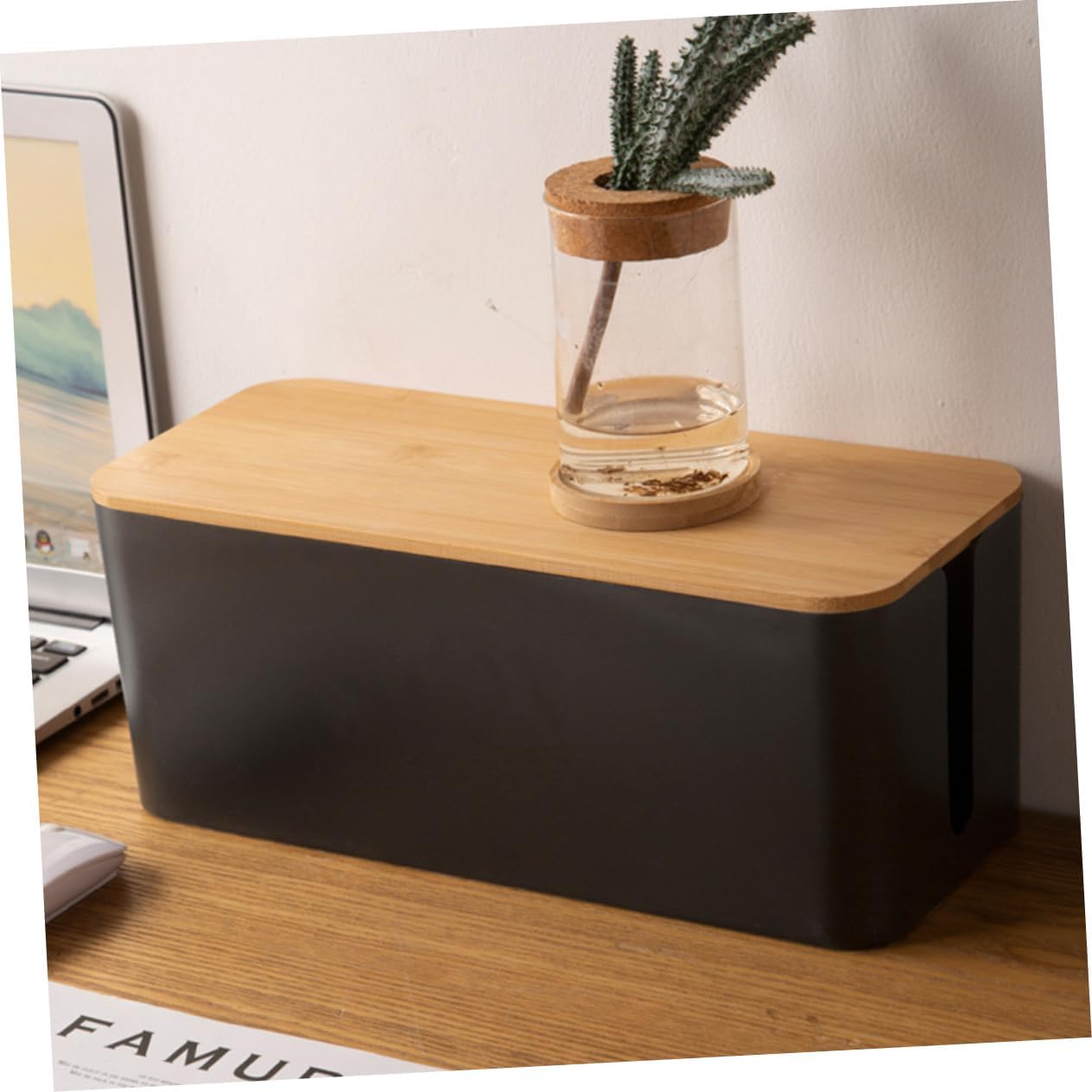 2pcs Firm Cable Management Box Socket Storage Containers Wire Storage Boxes Cord Holder for Desk Outlet Covers