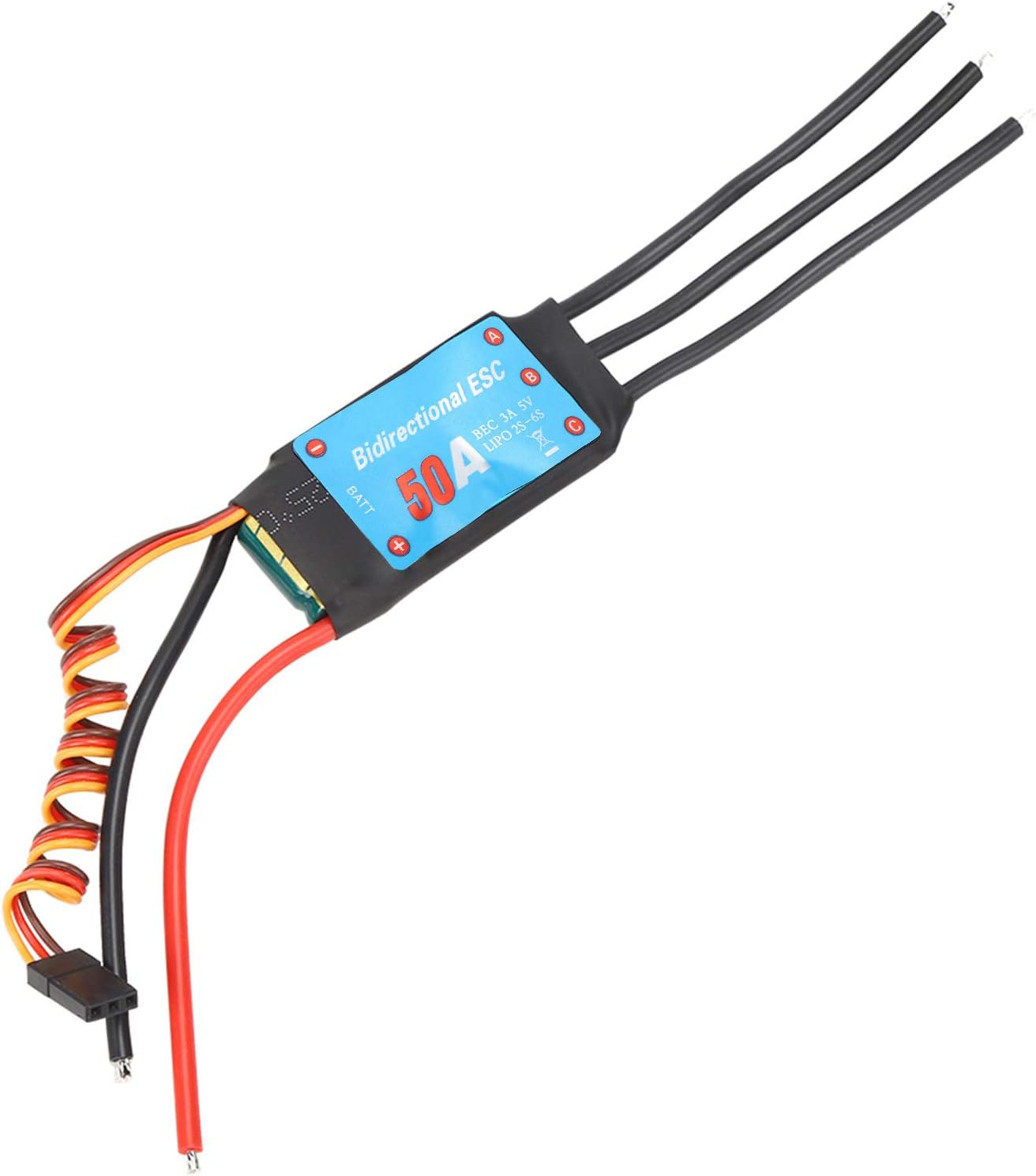 One Way Brushless ESC Electronic Speed Controller, RC Ship ESC, High Performance Underwater Propeller Motor Controller with UBEC Output, for RC Boats and Submarine (50A)
