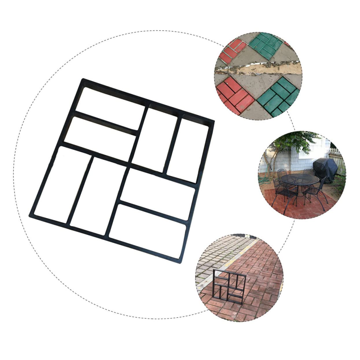 Gatuida Stampo Design Artistico per 8 Scomparti Nero per Pavimentazione in Plastica per Vialetti e Giardini, per Appassionati di Giardinaggio e Creazione di Percorsi
