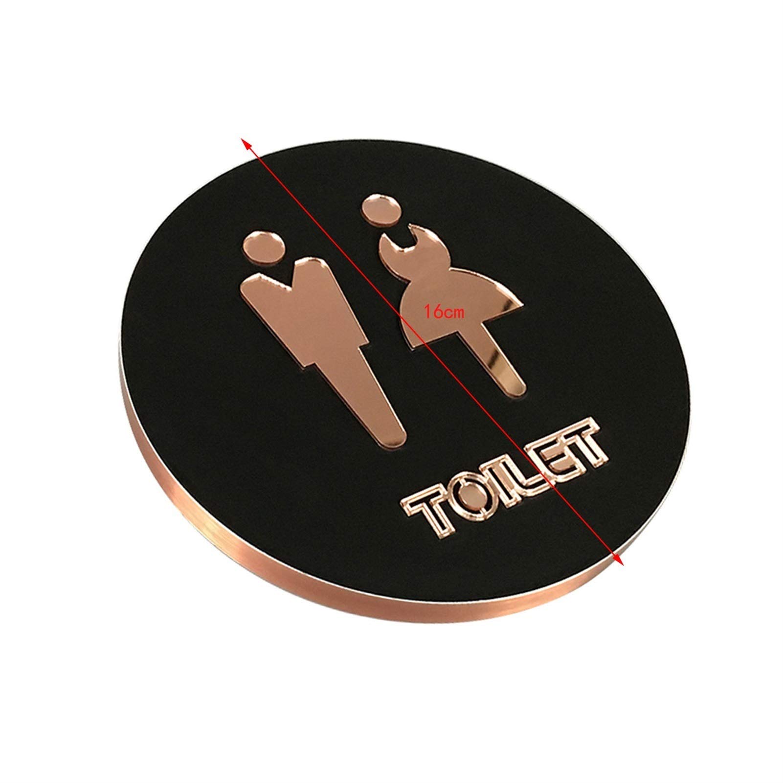 Letrero para Inodoro para Hombres y Mujeres, letreros para baño, diámetro de 16 cm, círculo Que se adhiere a la Puerta de Pared de Vidrio (accesible 16 cm) (Mujeres 16 cm) (Mujeres 16 cm)