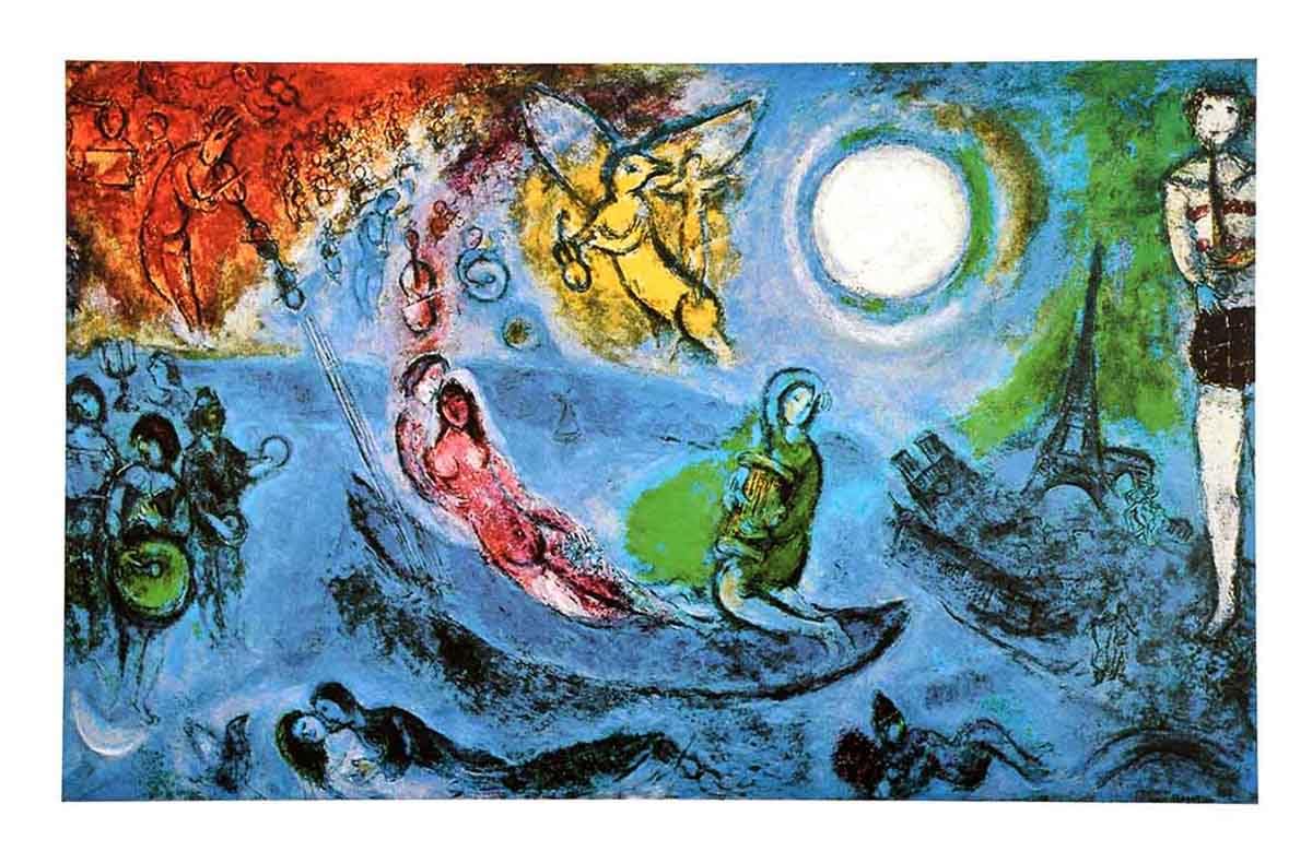 【中古】Marc Chagall ポスター Amazon.com: The Concert by Marc Chagall 9.5 X 12 Art Print Poster