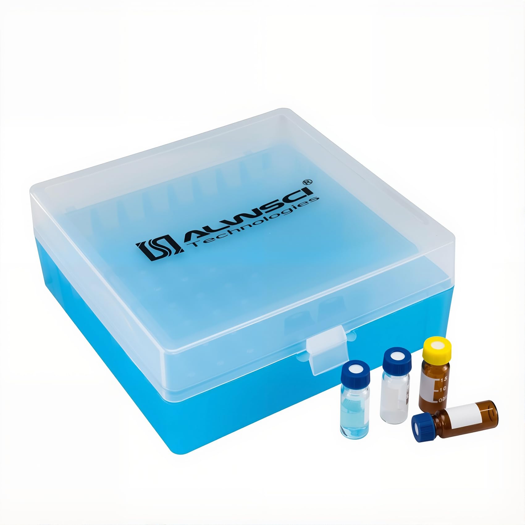 ALWSCI Contenitore per Microprovette 100 Pozzetti, Rack in Polipropilene con Chiusura a Chiave per Provette 1,5/1,8/2mL, Blu