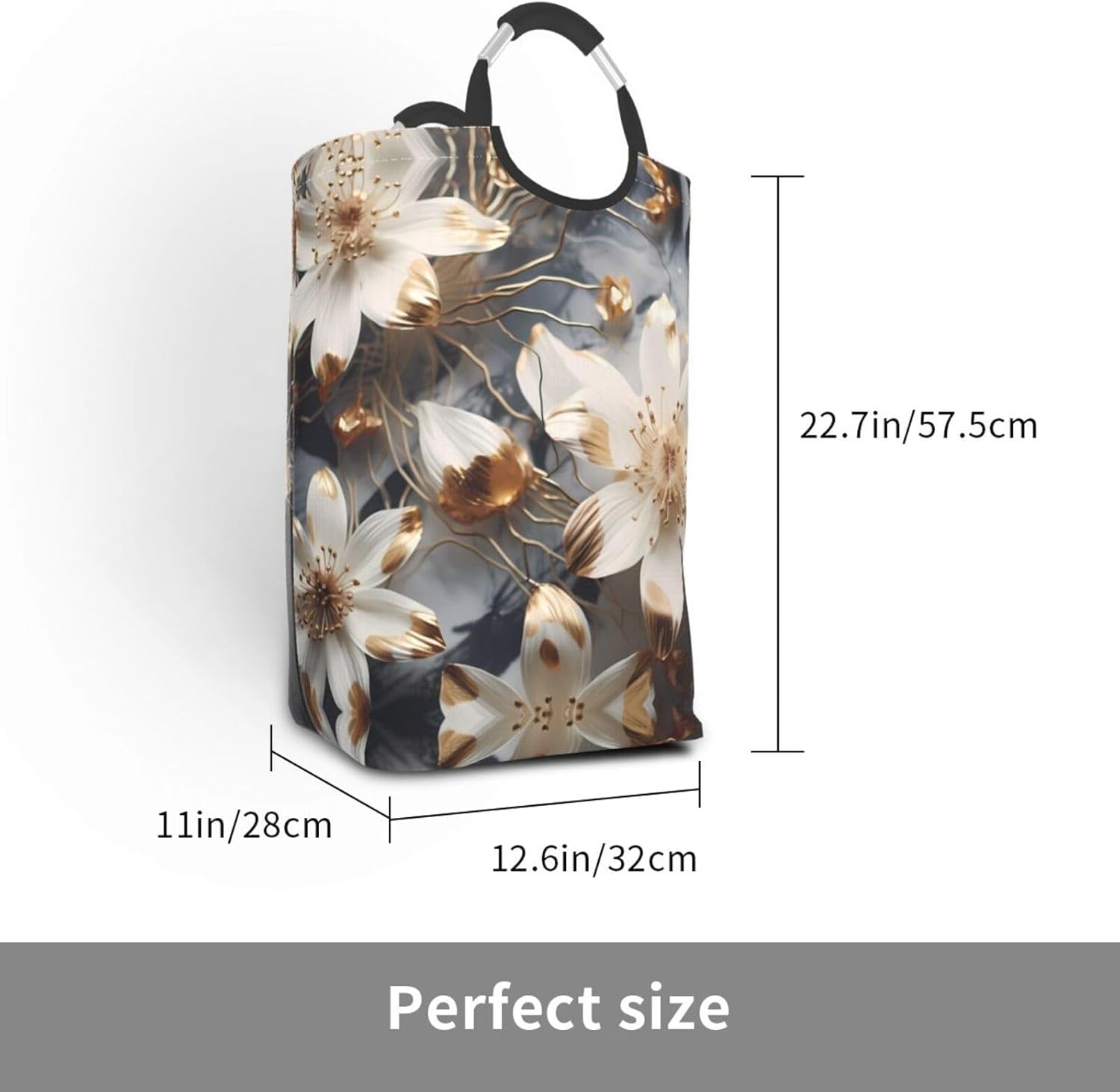 Golden Lilies Square storage bag 50L, suitable for multiple scenes, foldable dirty clothes storage basket.