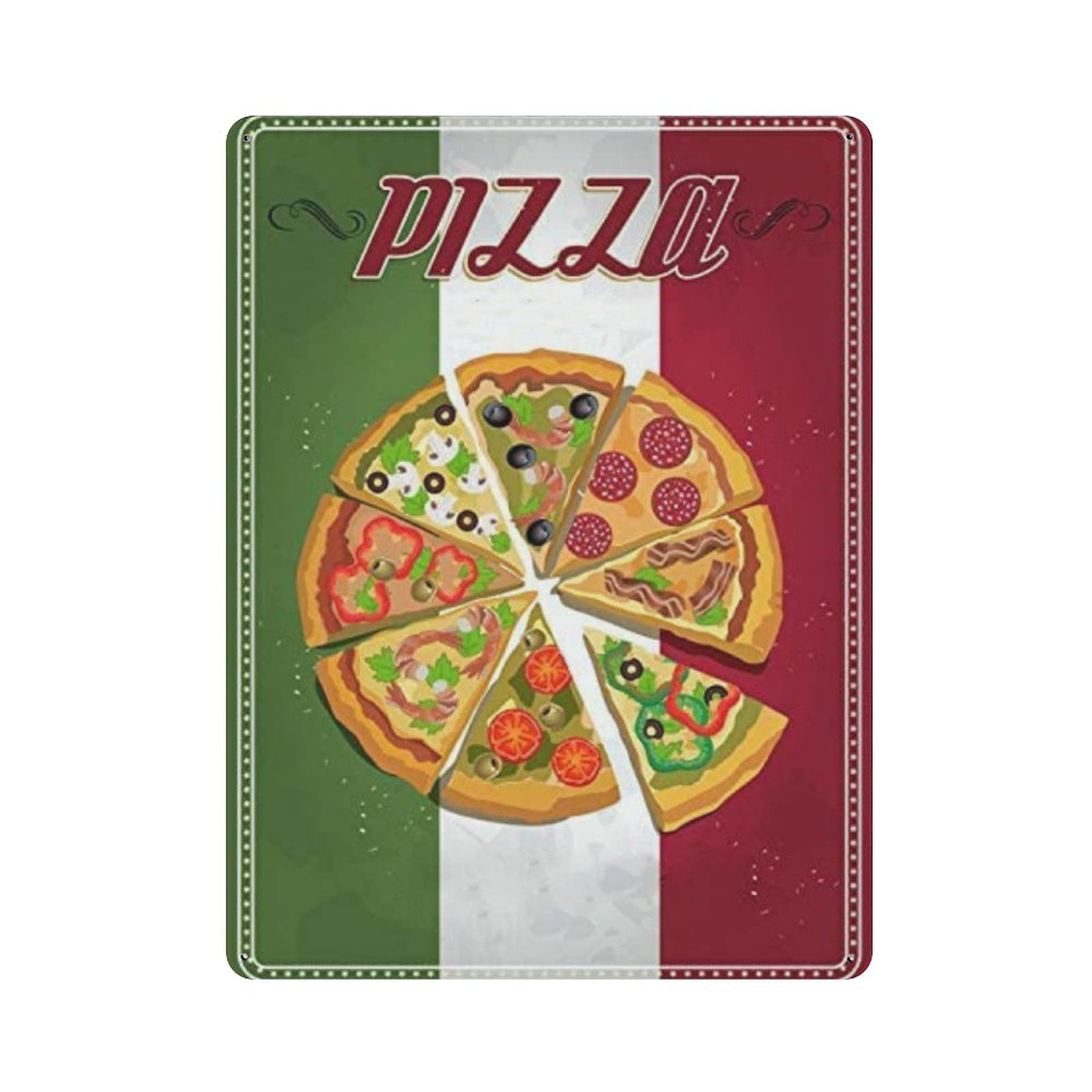 rayprint Pizza Vintage tin Sign Metal Poster Home Bar Cafe Club Garden Farm Decor Hanging Poster Retro Wall Art Prints 16x12in (40x30cm)
