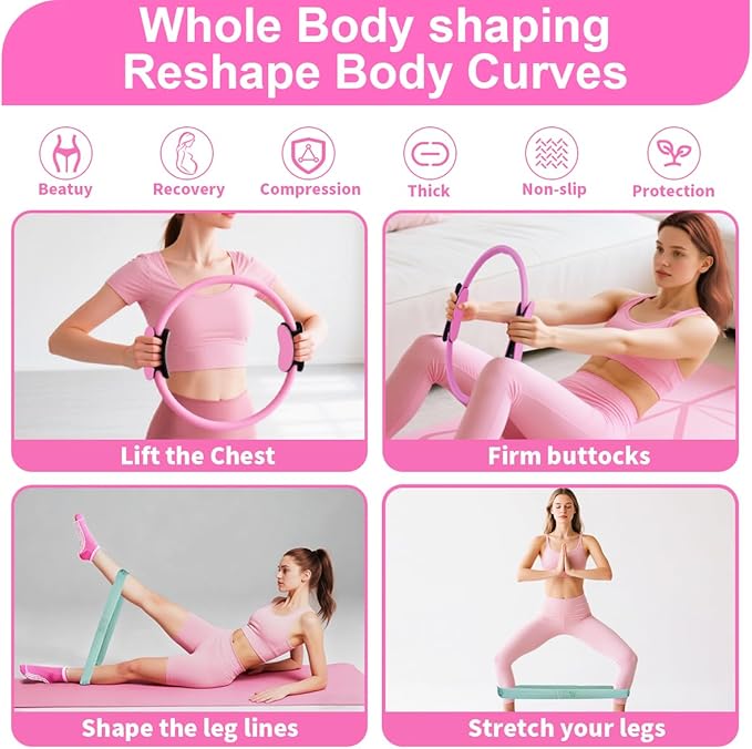 Kit de Pilates Hogareño para Mujeres con Aro, Pelota, Bandas y Más miniatura 4