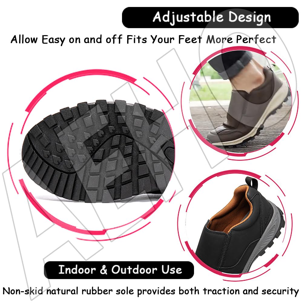 AEHO Chaussure de Marche Hommes Chaussures Slip on Sneakers Chaussure sans Lacets De Course Sport Casual Chaussures De Respirantes Légères Outdoor Shoes Confortables,Light Brown,41/255mm
