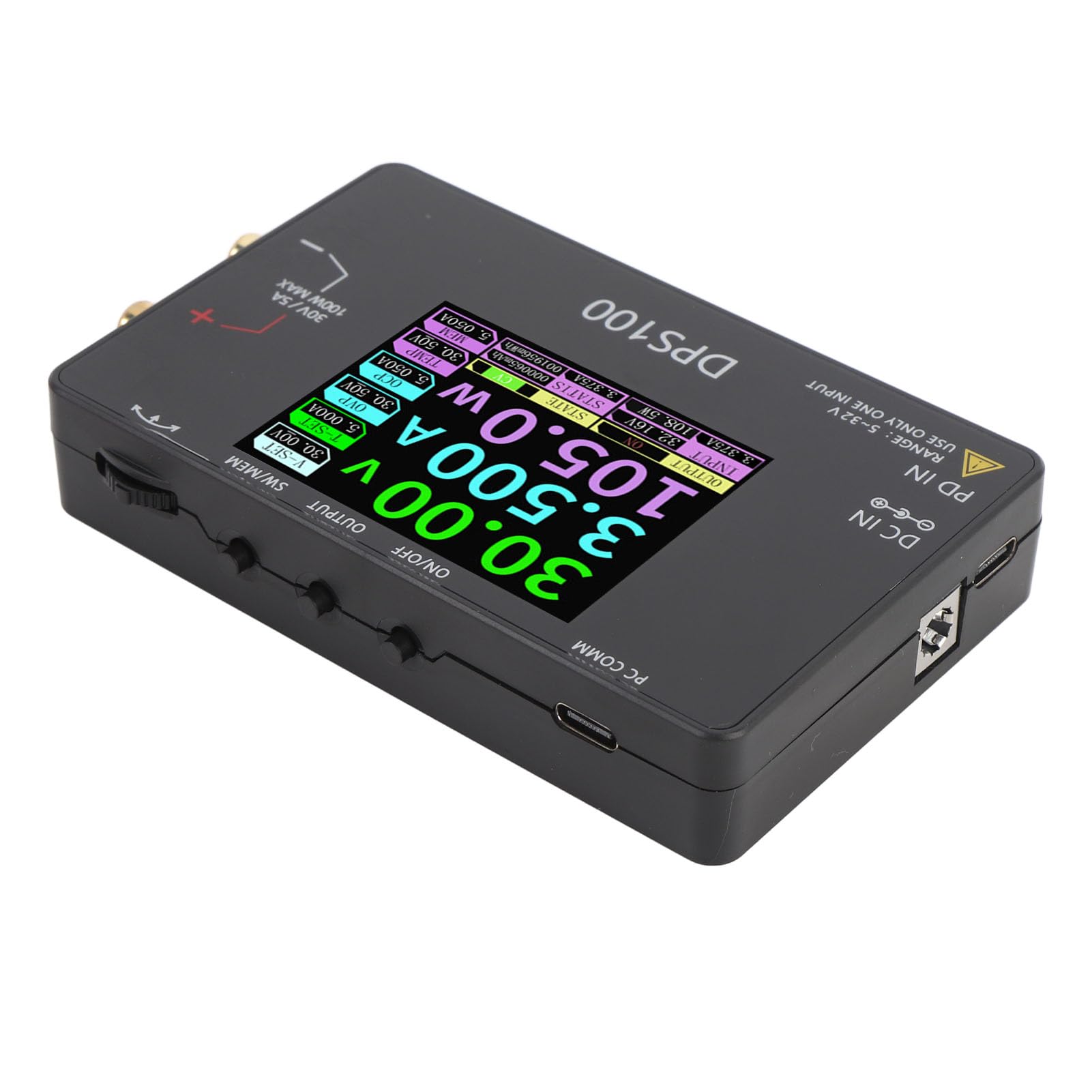 Generic Alimentatore CC Regolabile DPS100, Materiale ABS, Portatile con Funzioni Programmabili, Uscita 30 V 5 A per Laboratori e Officine