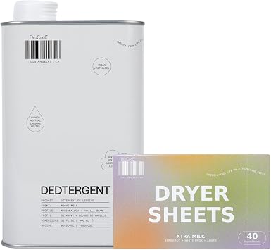 DedCool Liquid Laundry Detergent in Mochi Milk & Dryer Sheets in Xtra Milk Bundle | Luxurious Sweet Scent | Stain-Removing Formula | Softens & Freshens | Non-Toxic, Vegan
