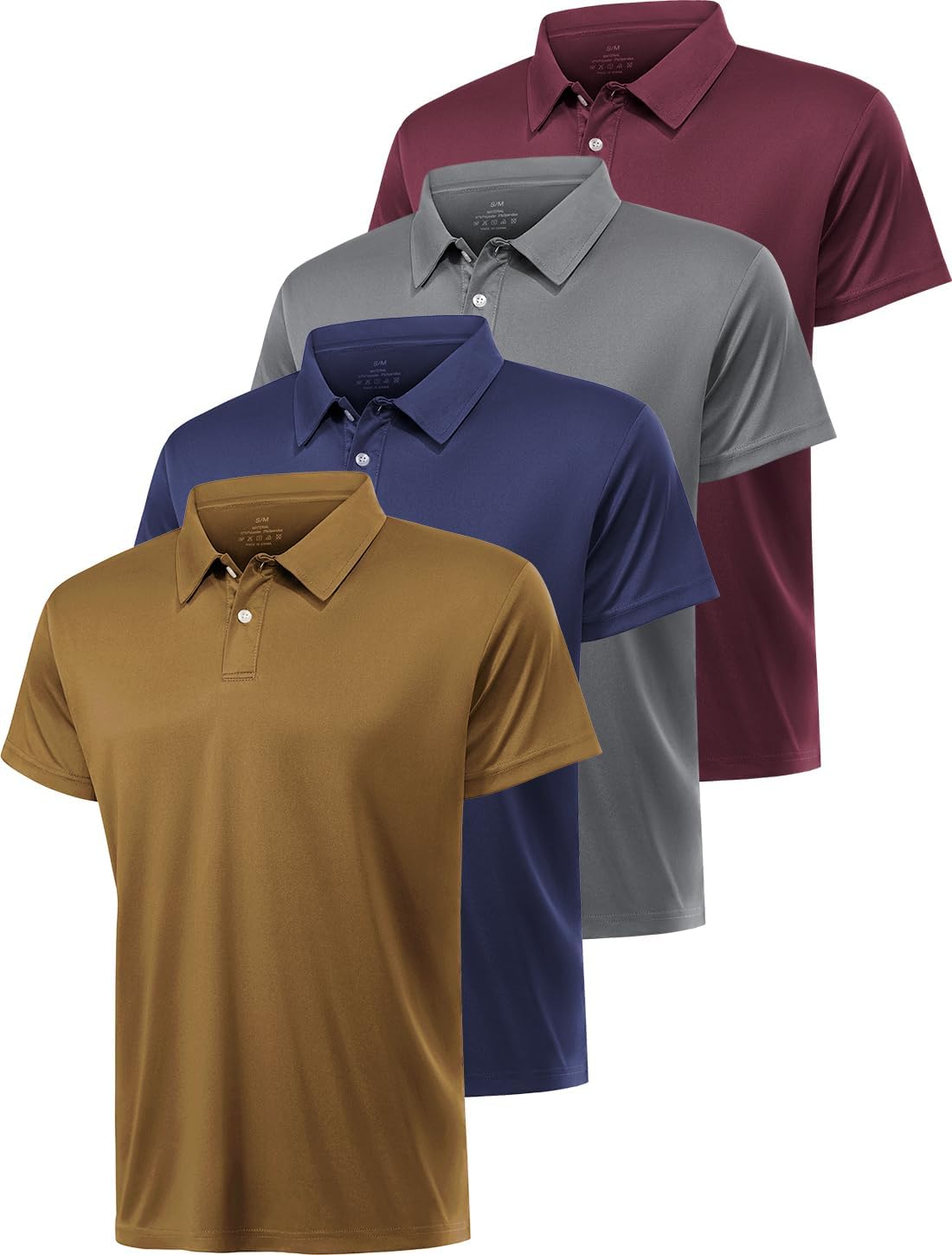 5 Pack Polo Shirts for Men Dry Fit Short Sleeve Golf T-Shirt Moisture Wicking Collared Casual Work Tops