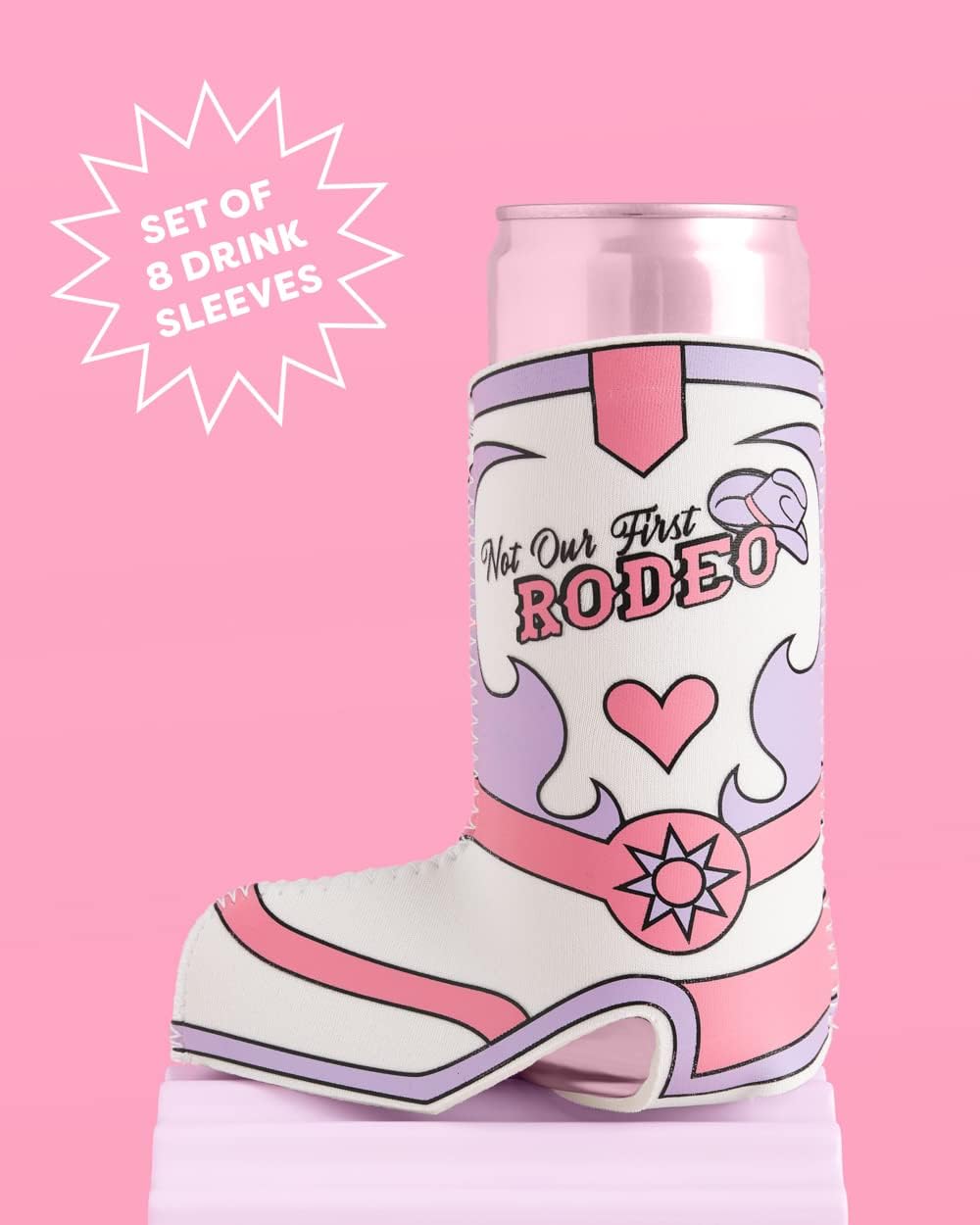 xo, Fetti Not Our First Rodeo Can Holders - 8 Cowboy Boot Slim Drink Sleeves | Last Rodeo Bachelorette Party, Nashville Birthday Party, Cowgirl Bridesmaid Favors