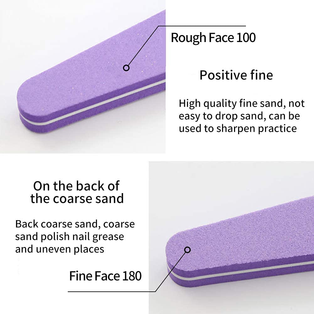 Sminakh 2 Pcs Nail Soft Buffer Nail File Sponge Nail Art Soft Buffer Washable Double Sided Soft Buffer 100/180 Sanding Buffing File Nail Buffers (Multicolor) 2