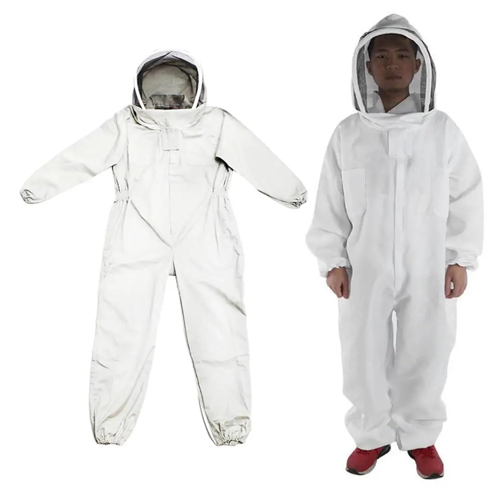 Traje de apicultura cuerpo completo Ropa profesional | Traje de apicultura de protección, chaqueta, velo de seguridad, sombrero, equipo de vestir(A L)