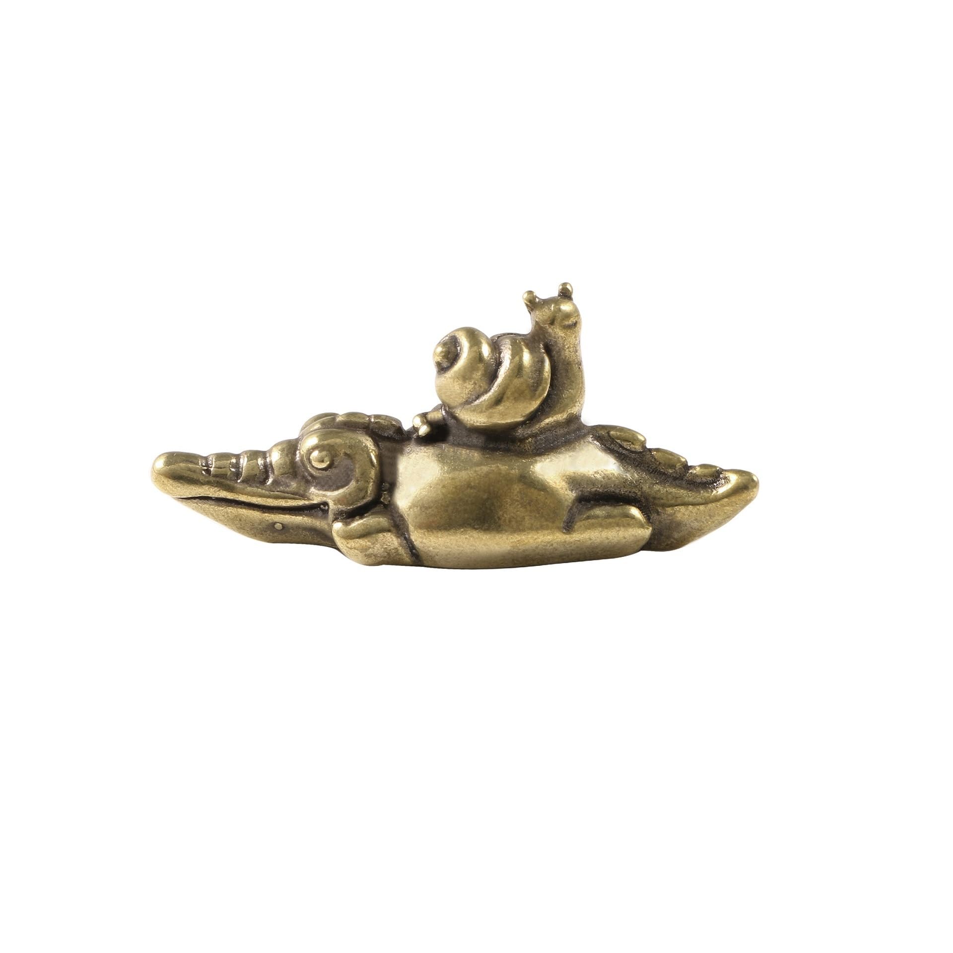 NGDFGR Brass Snail Tortoise Riding Crocodile Figurines,Metal Interesting Animal Miniature Statue Sculpture Desktop Ornament Home Bonsai Micro Landscape Decor Accessories,Snail Crocodile