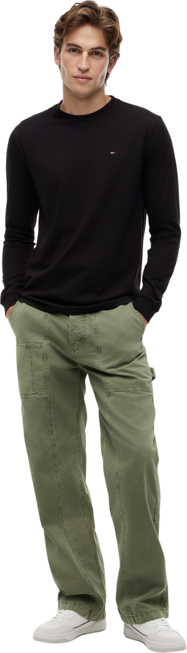 Tommy Jeans Uomo Magliette Maniche Lunghe Confezione da 2 Slim con Scollo Rotondo