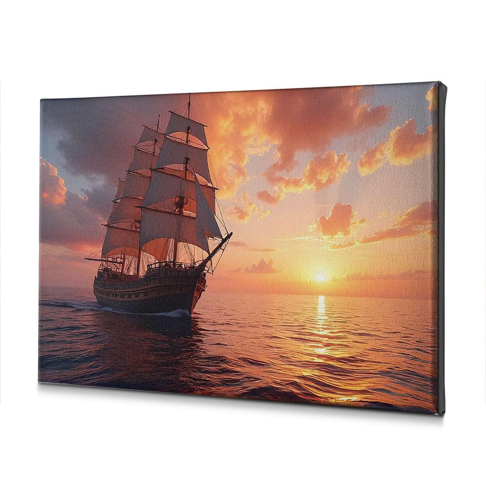 Tableau sur toile voilier coucher de soleil impression HD