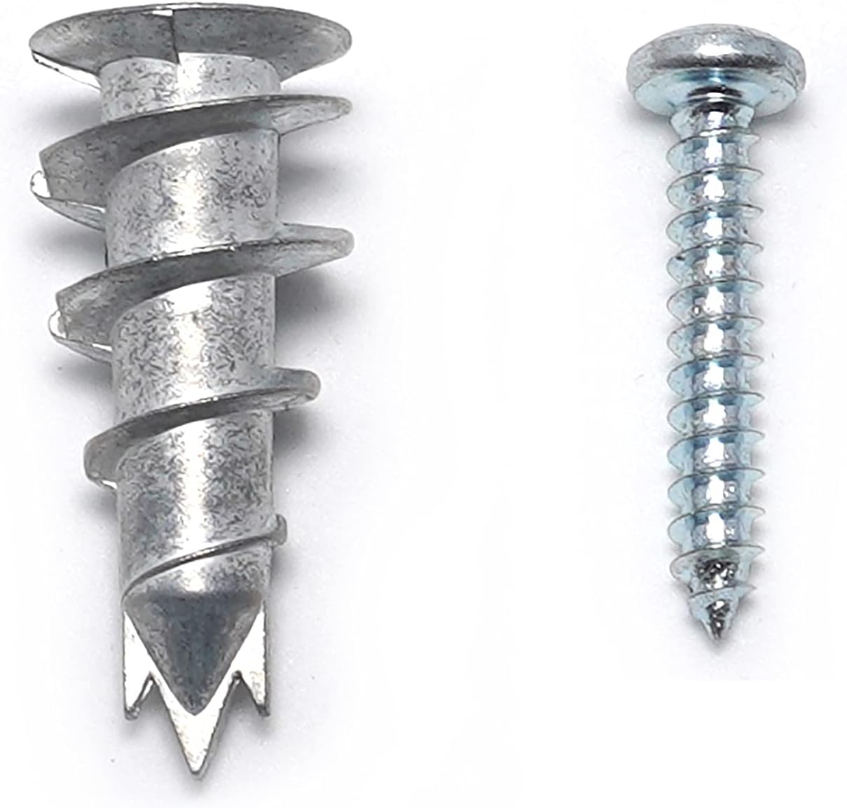 CONFASTZinc Self-Drilling Drywall/Hollow-Wall Anchor Kit with Screws, 100 Pieces (50 Anchors+50 Screws) Includes #8 Anchors with Screws (Metal)