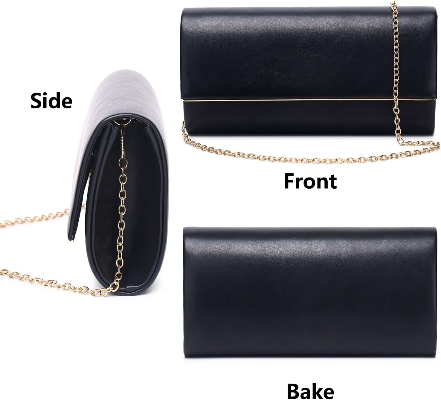 Gurina Matte Leather Women's Evening Clutch Purse with Detachable Chain for Wedding, Party, Prom - Image 7
