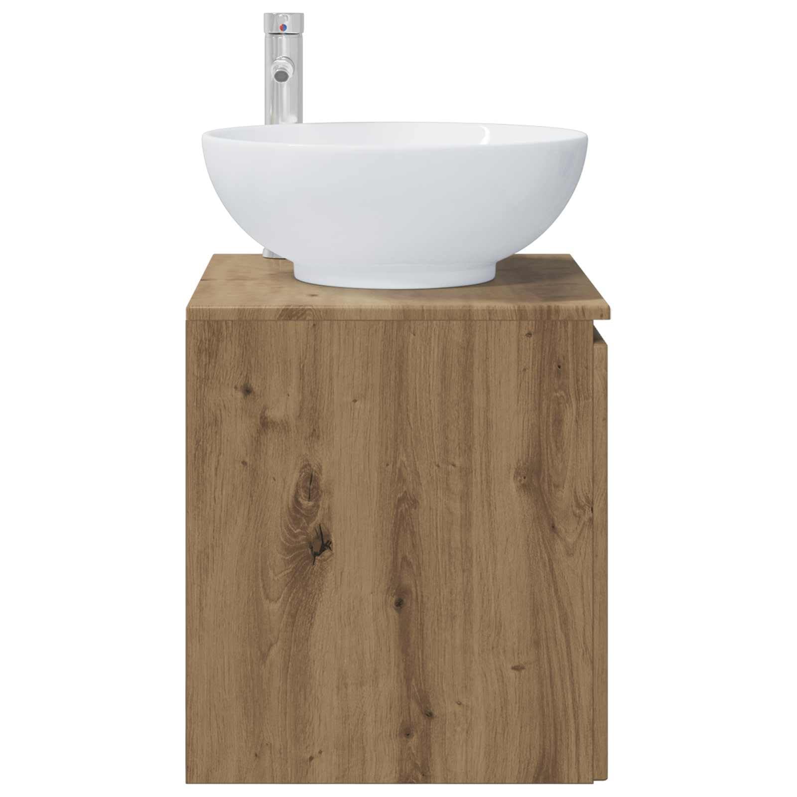 Lavabo con lavabo montato a parete, mobile sottolavabo in rovere Artisan, moderno set di mobili da bagno salvaspazio per bagno e WC degli ospiti, 49,5 x 44,5 x 65 cm