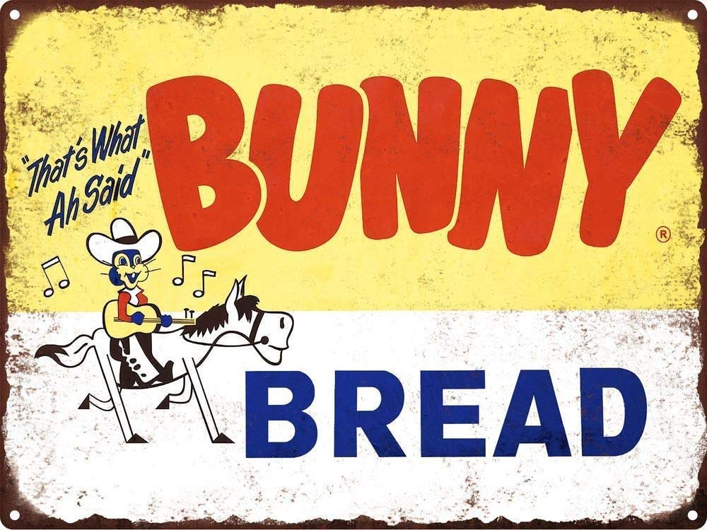 Bunny Bread Cowboy Man Cave Metal Tin Sign Vintage Look Garage Man Cave Retro Wall Decor12x16 inches