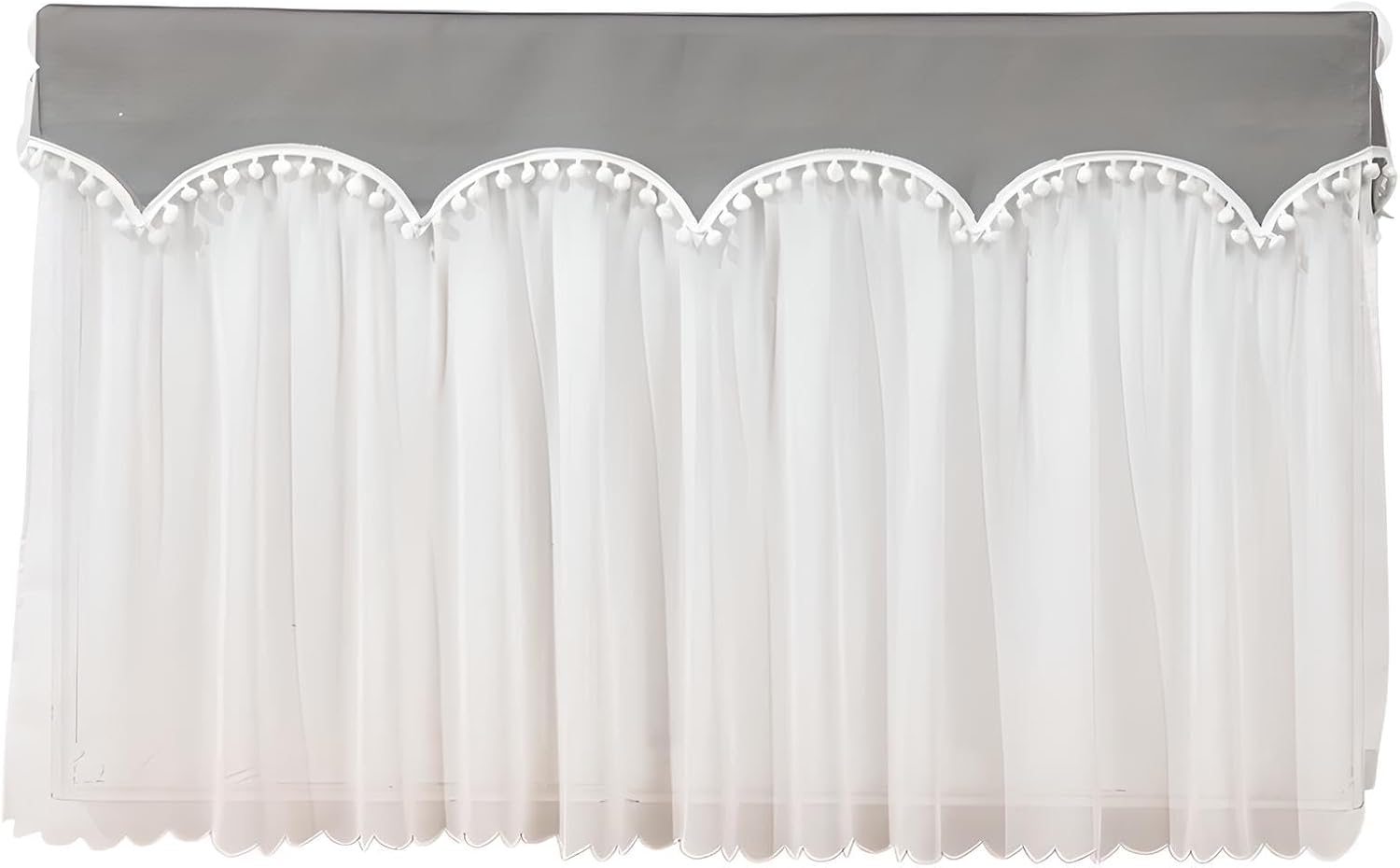 Heater Radiator Dust Cover Radiator Sheer Covers with Pompoms Heater Dust Cover for Radiator Washable Cover for Space Heater Protective Heater Cover 78" L x 4" W x 27" H Blue