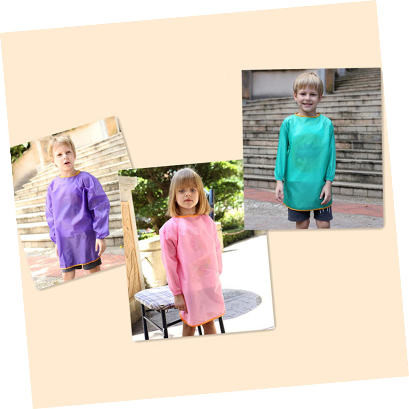 Toyvian 3pezzi Grembiule Per Smock Maniche Lunghe Rosa Per Attività e Protezione Colori