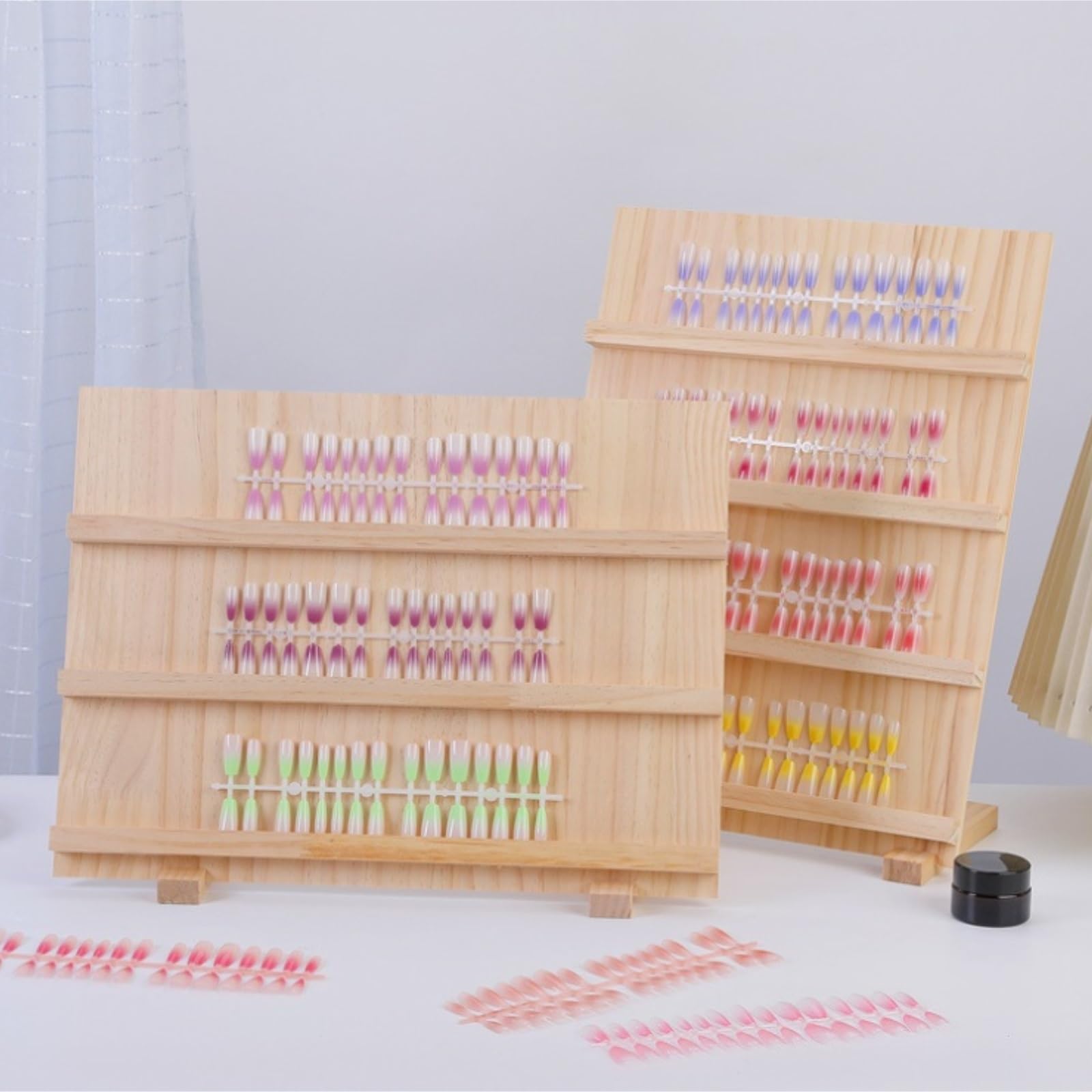 Stojak Ekspozycyjny Tablica Ekspozycyjna Do Zdobienia Paznokci, Drewniany Stojak Na Biżuterię, Przenośny, Wielowarstwowy, Rustykalny Manicure Biżuteria(3 layer)