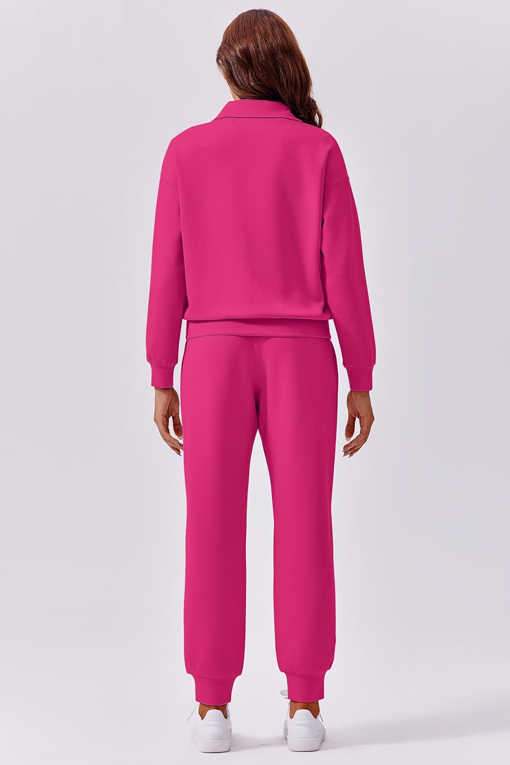 PINSPARK 2 Piece Sets for Women 2025 Fall Travel Outfits Long Sleeve Tracksuit Joggers Sets Half Zip Sweatsuit Matching Set - Image 3