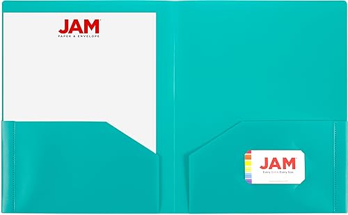 Miniatura 20 de JAM PAPER Heavy Duty Plastic Two Pocket Extra Tough School Folders - Blue - 6/Pack