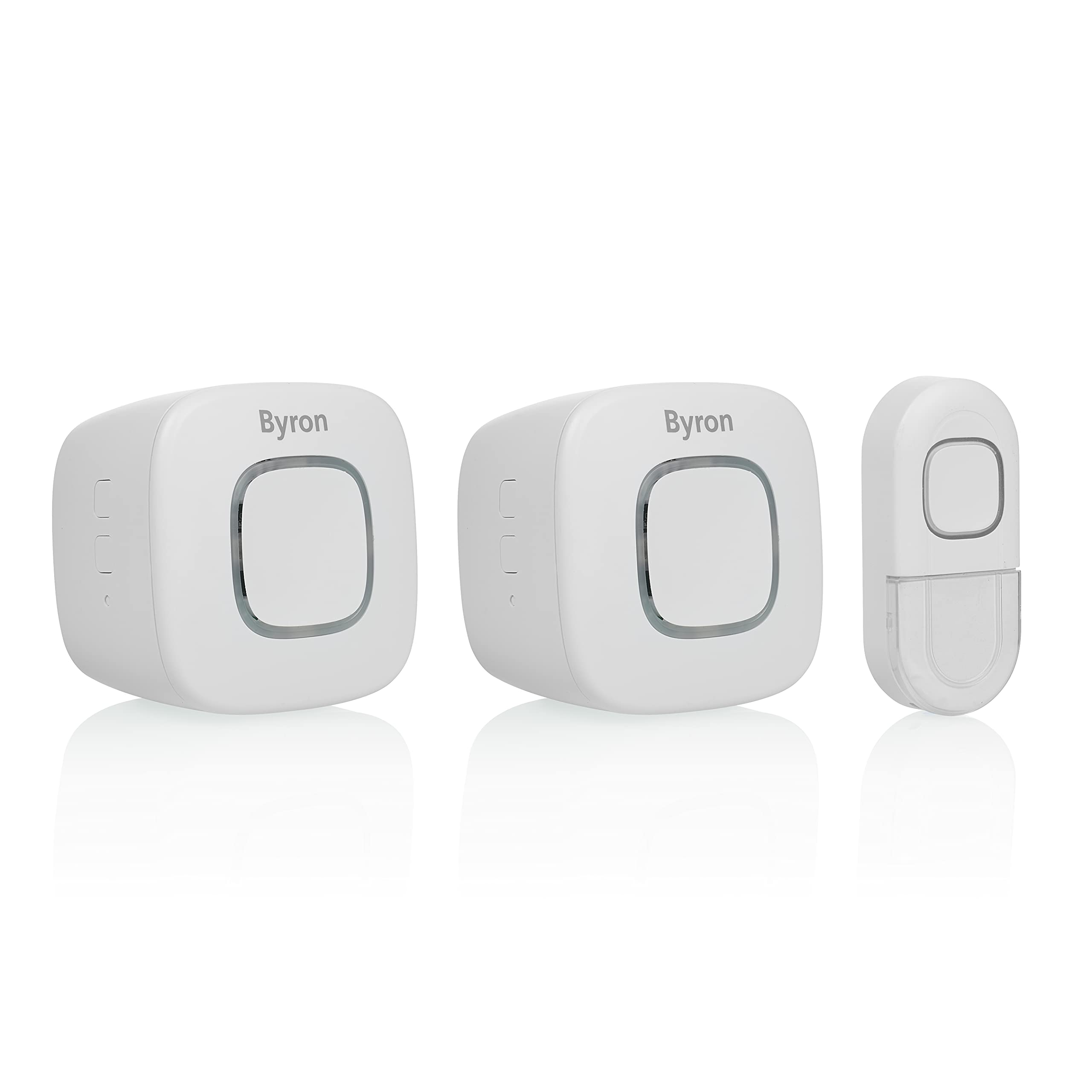 Byron White Wireless Portable Doorbell Set - Smart Control - 200M Range - 8 Melodies - Volume Control - Colourful Visual Alert System - Dby-24724Uk