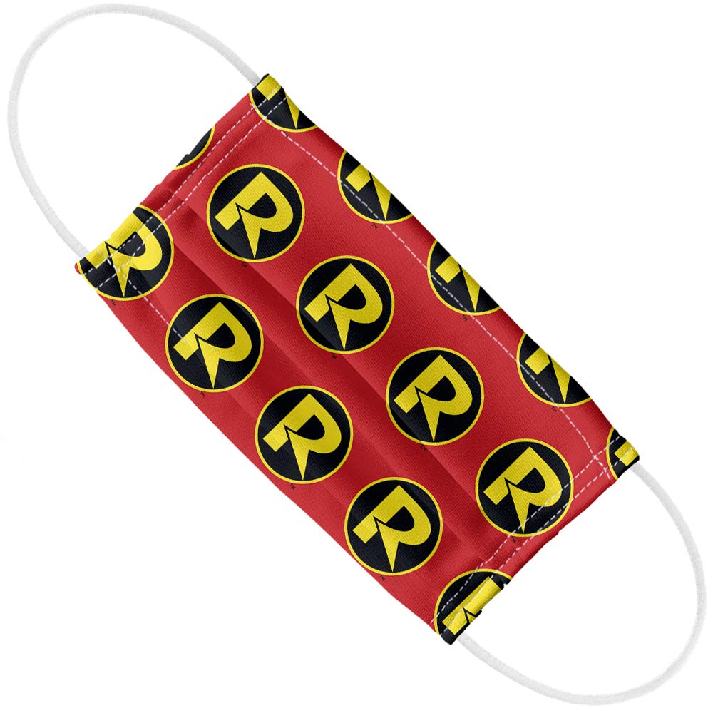 Popfunk Batman Robin R Logo Pattern 1-Ply Reusable Face Mask Covering with Adjustable Nose Wire, Unisex