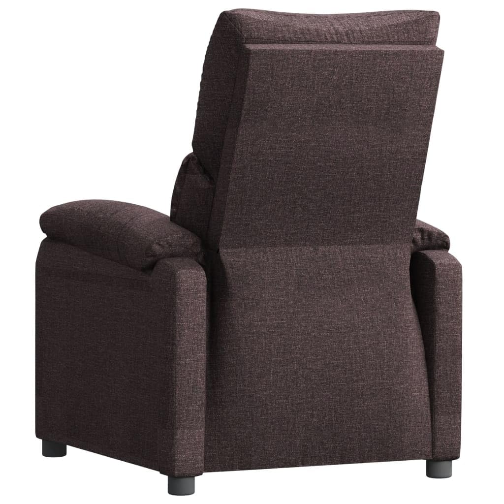 Poltrona relax in tessuto marrone scuro, poltrona TV manuale regolabile con funzione reclinabile e poggiapiedi, comoda poltrona imbottita per soggiorno e home theatre