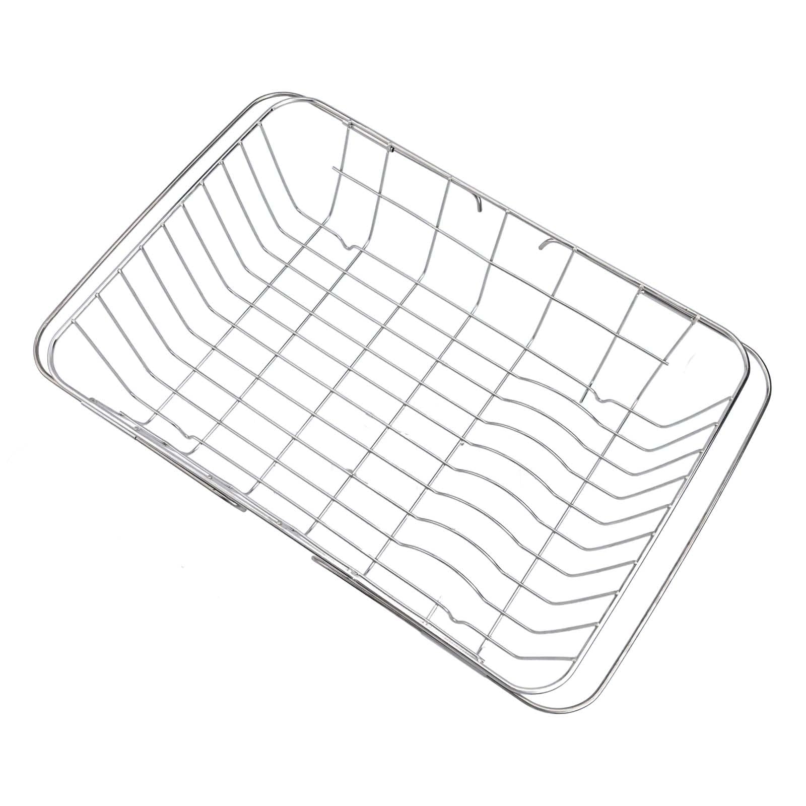 Escurridor de fregadero de cocina, diseño ajustable de acero inoxidable con patas de goma antideslizantes, organizador de secado de platos que ahorra espacio