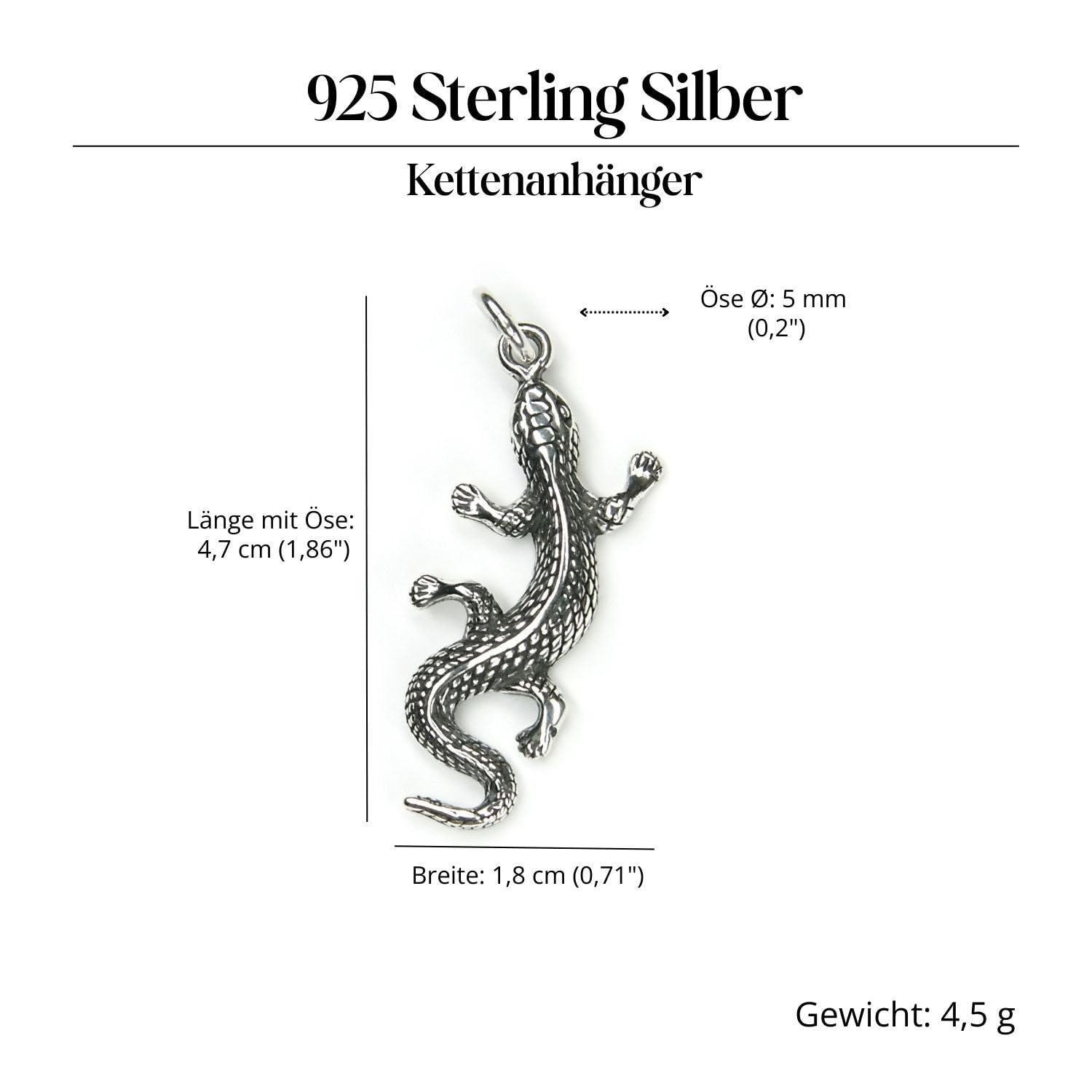 Anhänger Gecko Schmuck Silber Anhänger Echse 925er Silberschmuck fein gearbeitete Eidechse
