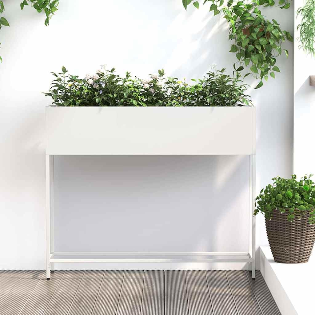 Podwyższona grządka ogrodowa, biała, 100 x 26 x 82 cm, stal, odporna na działanie promieni UV, warunków atmosferycznych, do ogrodu, na taras, balkon, na zewnątrz