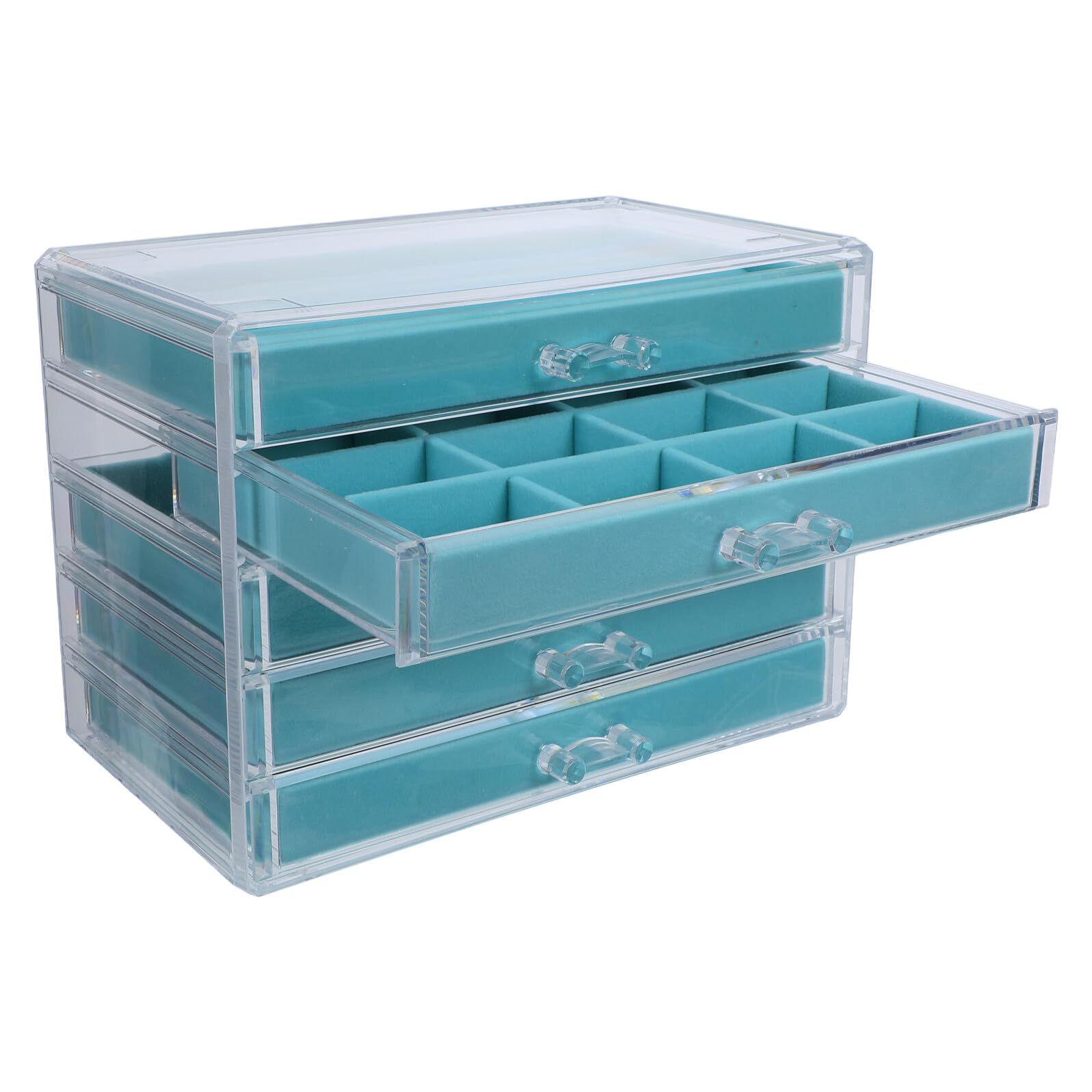 Joyero de 5 Capas Cajones para Collares y Pendientes, Organizador Elegante para Mujeres en Beige