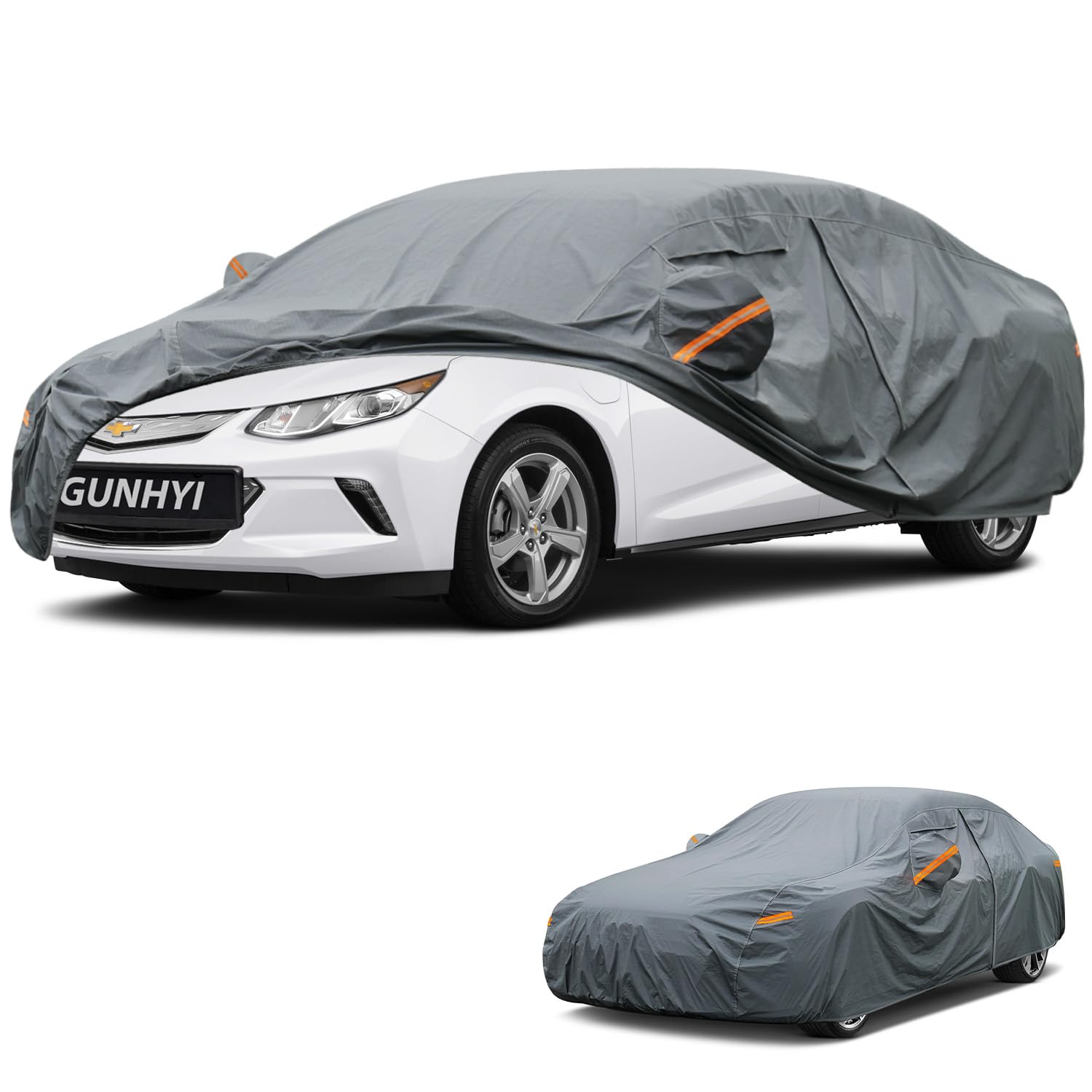 GUNHYI Premium Car Cover Custom Fit Chevrolet Volt, 16 Layers Heavy Duty Car Cover Waterproof All Weather with Zipper Door for Sun Rain Snow Dust Uv Protection