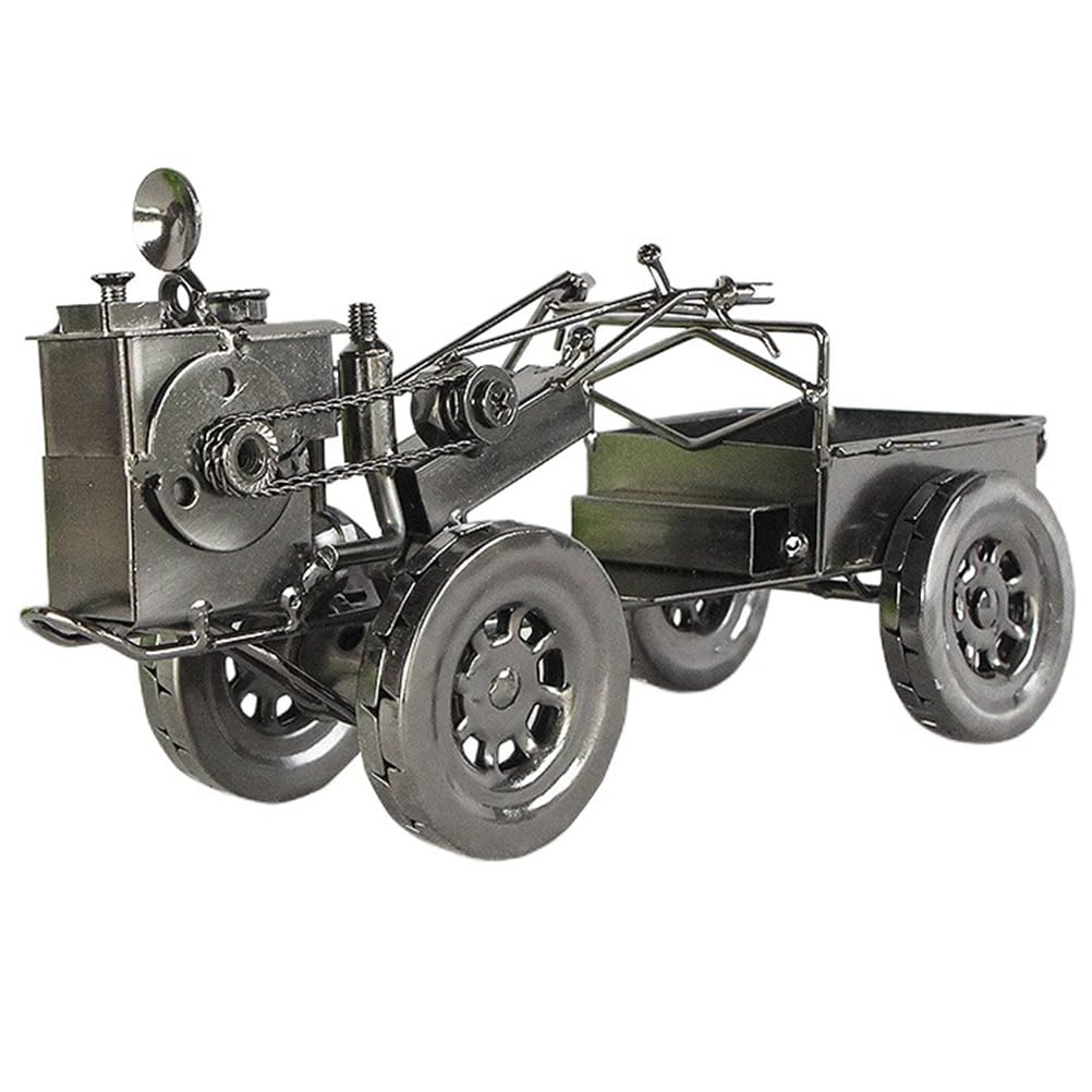 Tractor de hierro retro con acabado vintage y diseño compacto para decoración del hogar