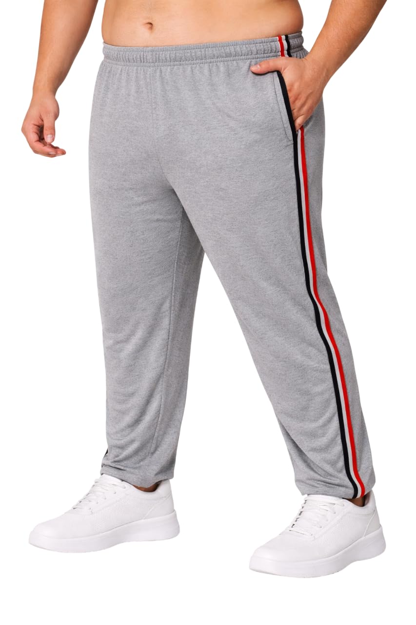 Men?s Cotton Blend Track Pants Regular Fit Joggers with Side Stripe Elastic Waist for Sports and Casual Wear (LG-9XL) Light Grey-image-35