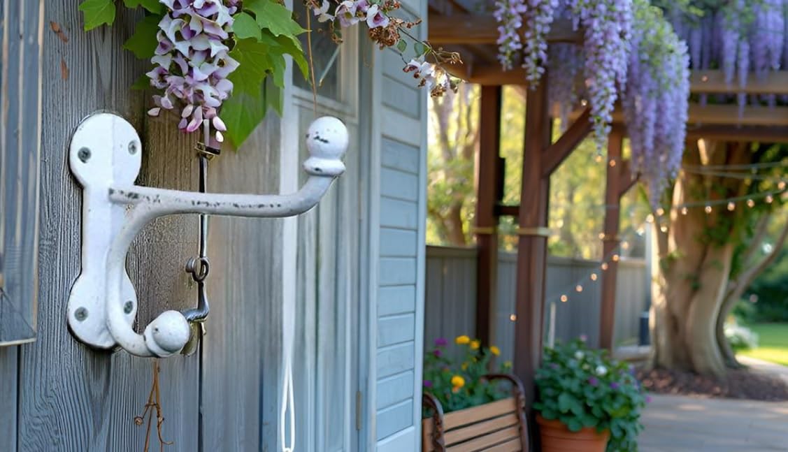 10 Stk Garderobenhaken weiss Gusseisen Doppelhaken Eisen Wandhaken 15x10x4cm Kleiderhaken Shabby Chic Vintage Nostalgie Gartengeräte Garten Outdoor Haken Eisenhaken Metallhaken Gaderobenhaken