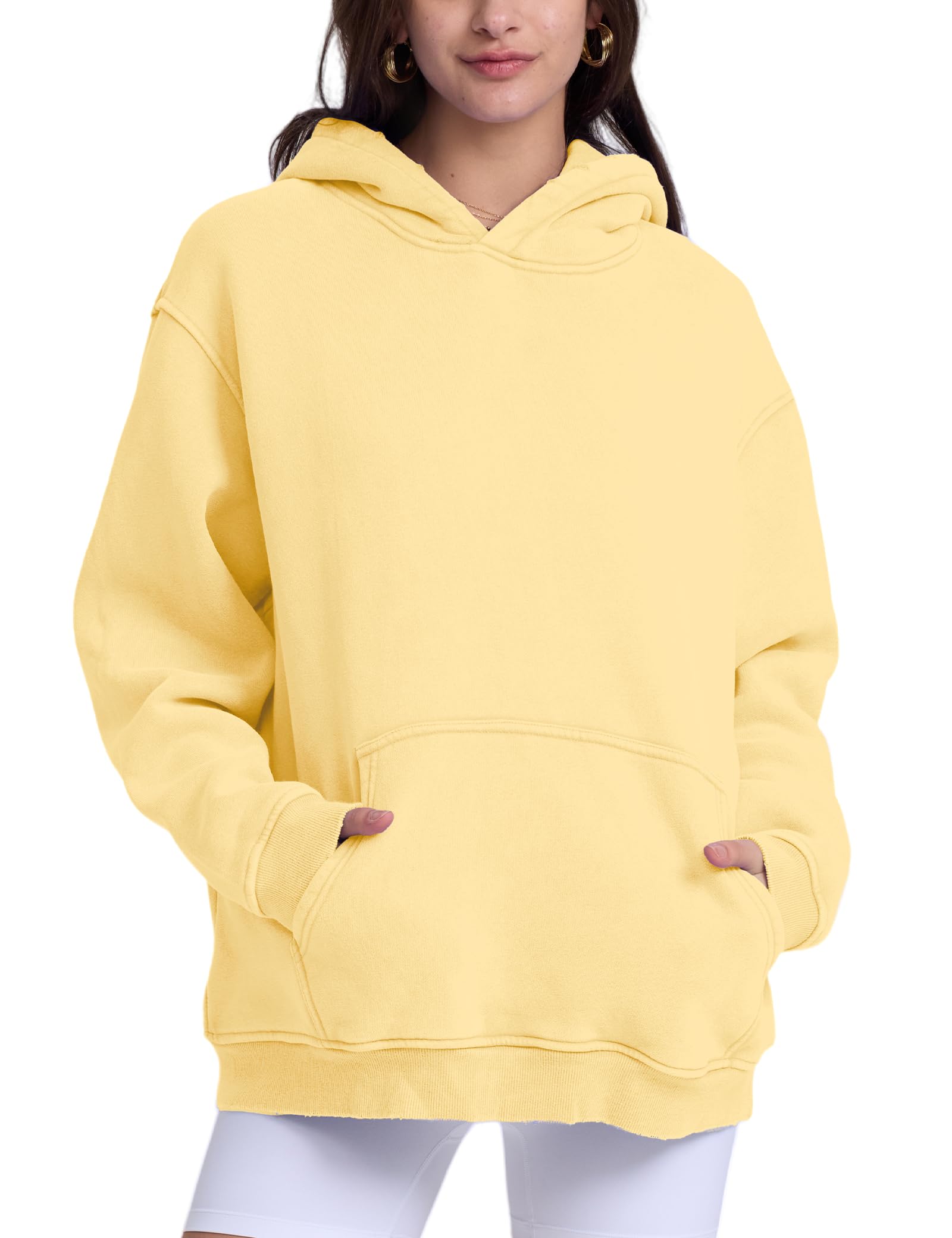 FAIABLE Womens Oversized Acid Wash Hoodie Unisex Heavyweight Fleece Cotton Hoodies Vintage Washed Sweatshirt for Women