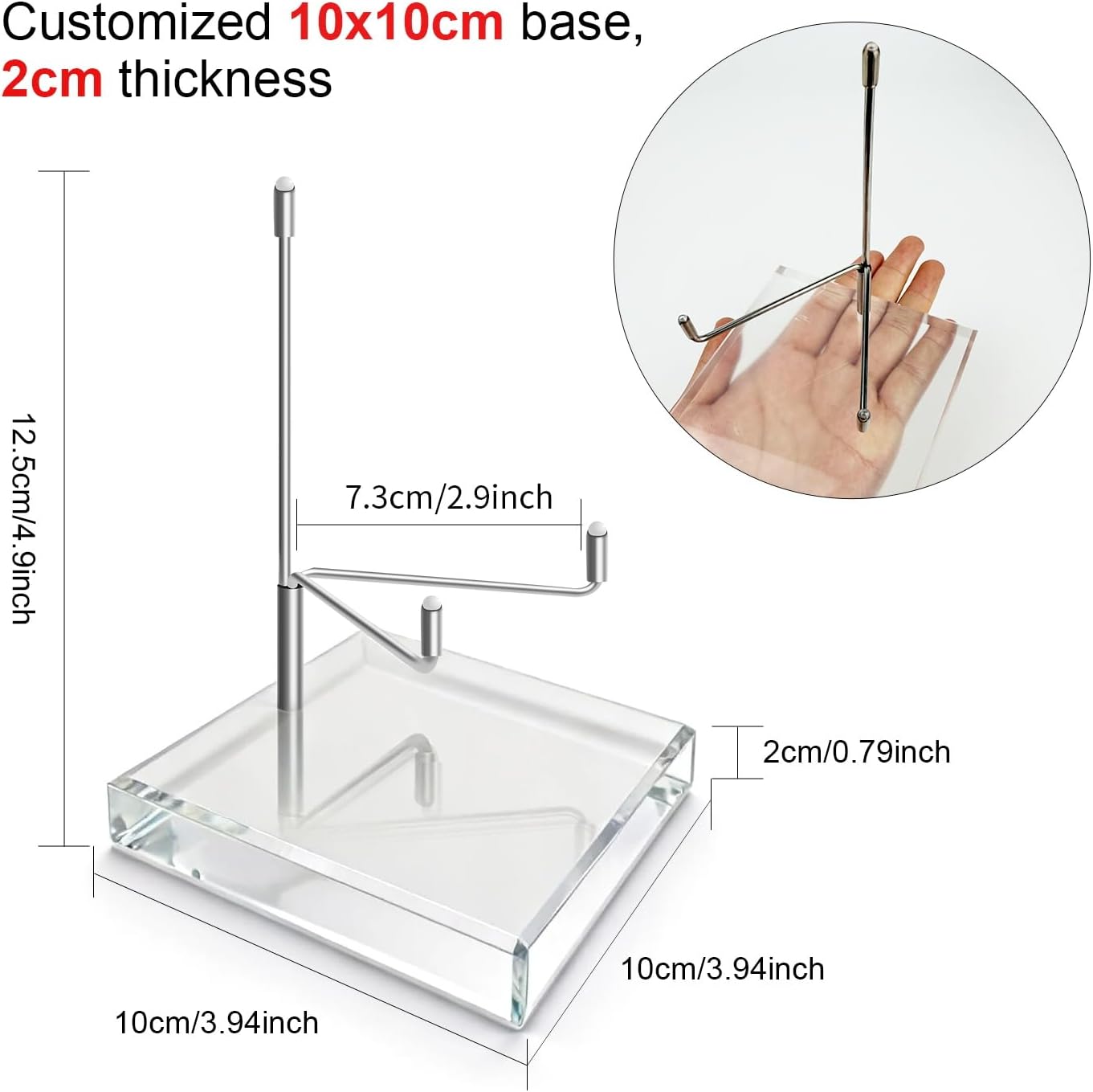 2Pcs 4 x 4 x 5 Inch Upgraded Large Crystal Holder Acrylic Display Stands