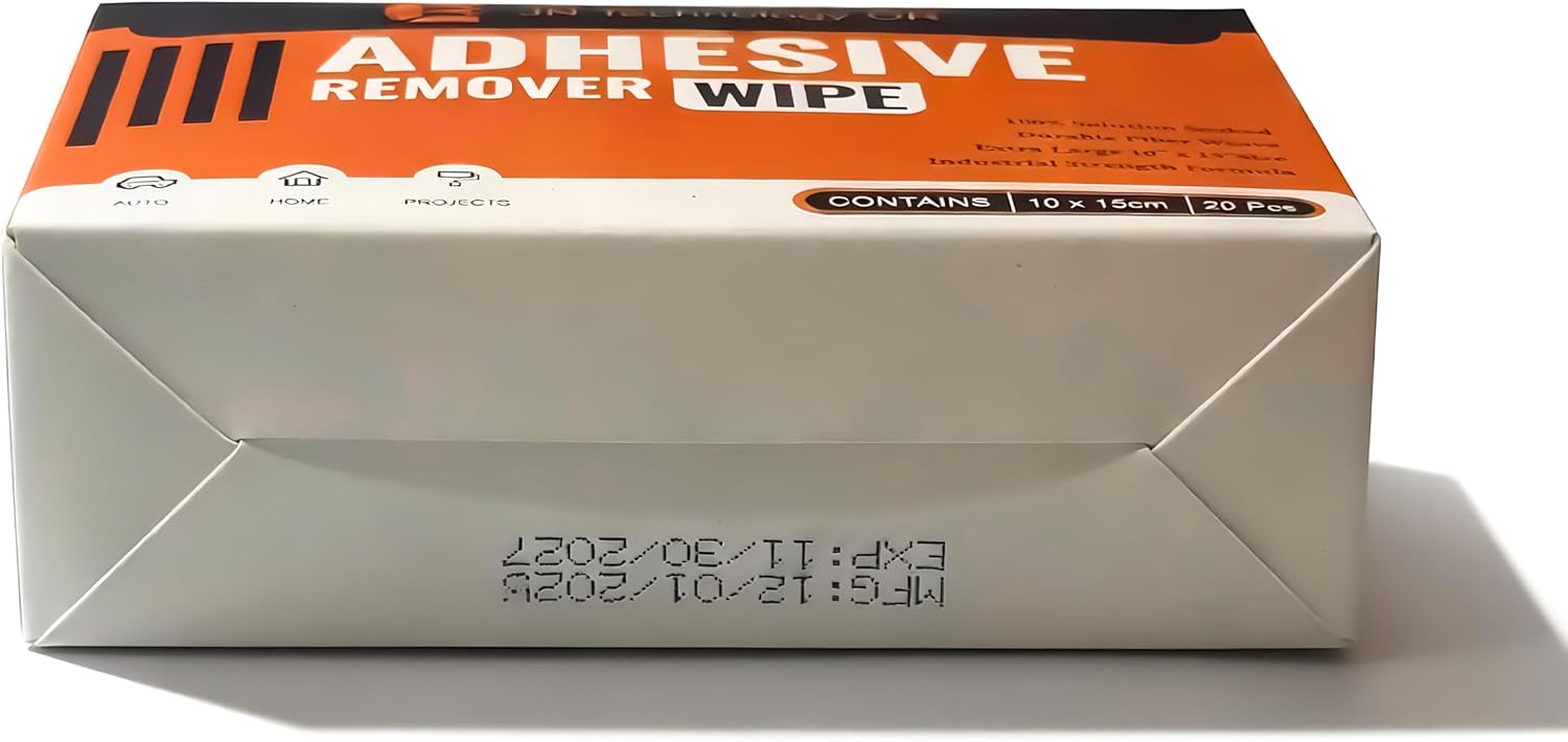 Adhesive Remover Wipes, 20 Count Extra Large Citrus Cleaning Wipes for Sticker Residue, Labels, Tape Glue, Decals, Gum and Sticky Messes on Glass, Cars, Metal, Plastic and Home Surfaces