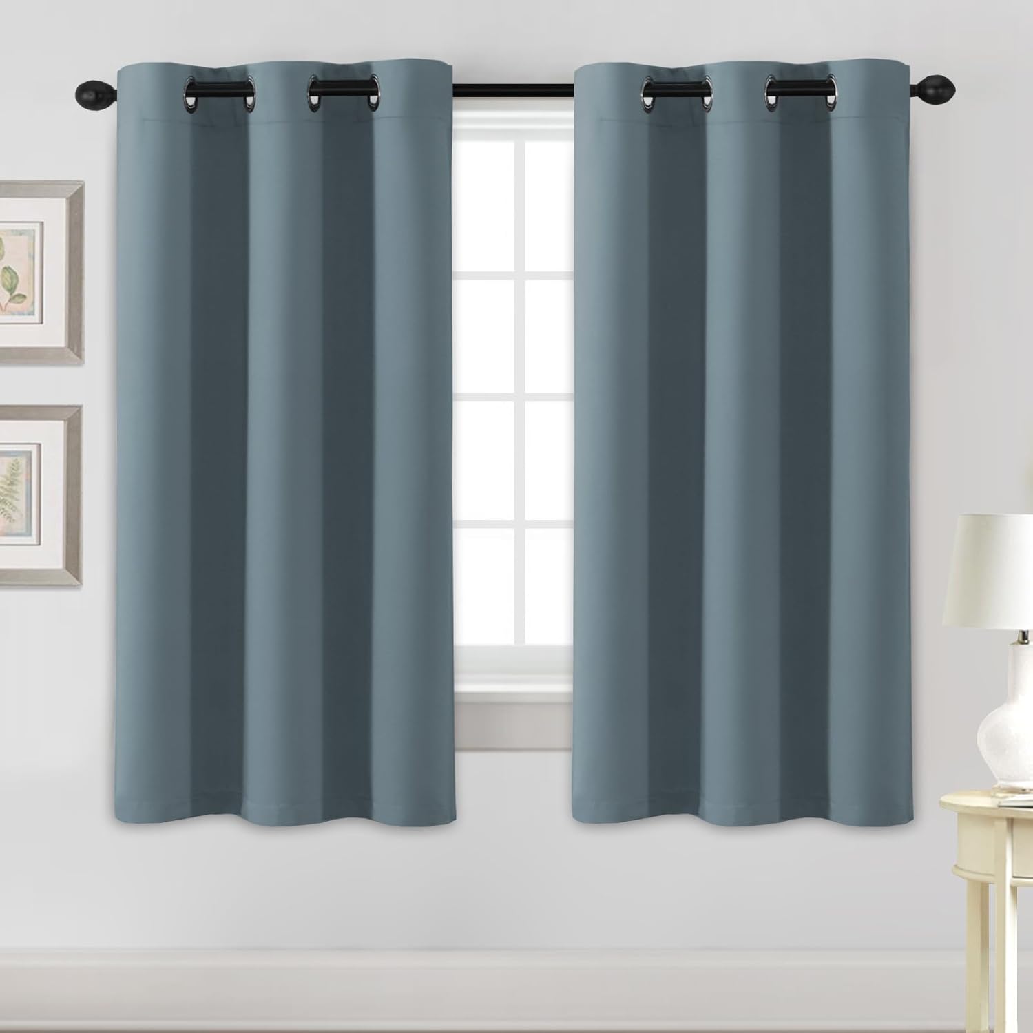 H.VERSAILTEX Blackout Curtains for Bedroom Thermal Insulated Room Darkening Living Room Curtains 63 Inch Long Grommet Privacy Protection Window Curtain Panels/Drapes for Nursery