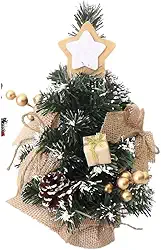 Mini Árvore de Natal 30cm Decorada Rustica | Kit Completo com Estrela e Enfeites | Presente Pronto para Mesa e Escritório (Árvore de Natal Dourada)