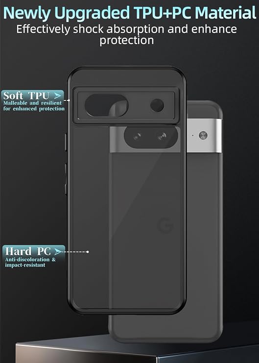 ZXZone Matte Case for Google Pixel 8A, Frosted Translucent Back Phone Cover, Non-Yellowing Shockproof Bumper Protective Phone Cover, Anti-Scratch Hard PC Back Anti-Fingerprint (Black)