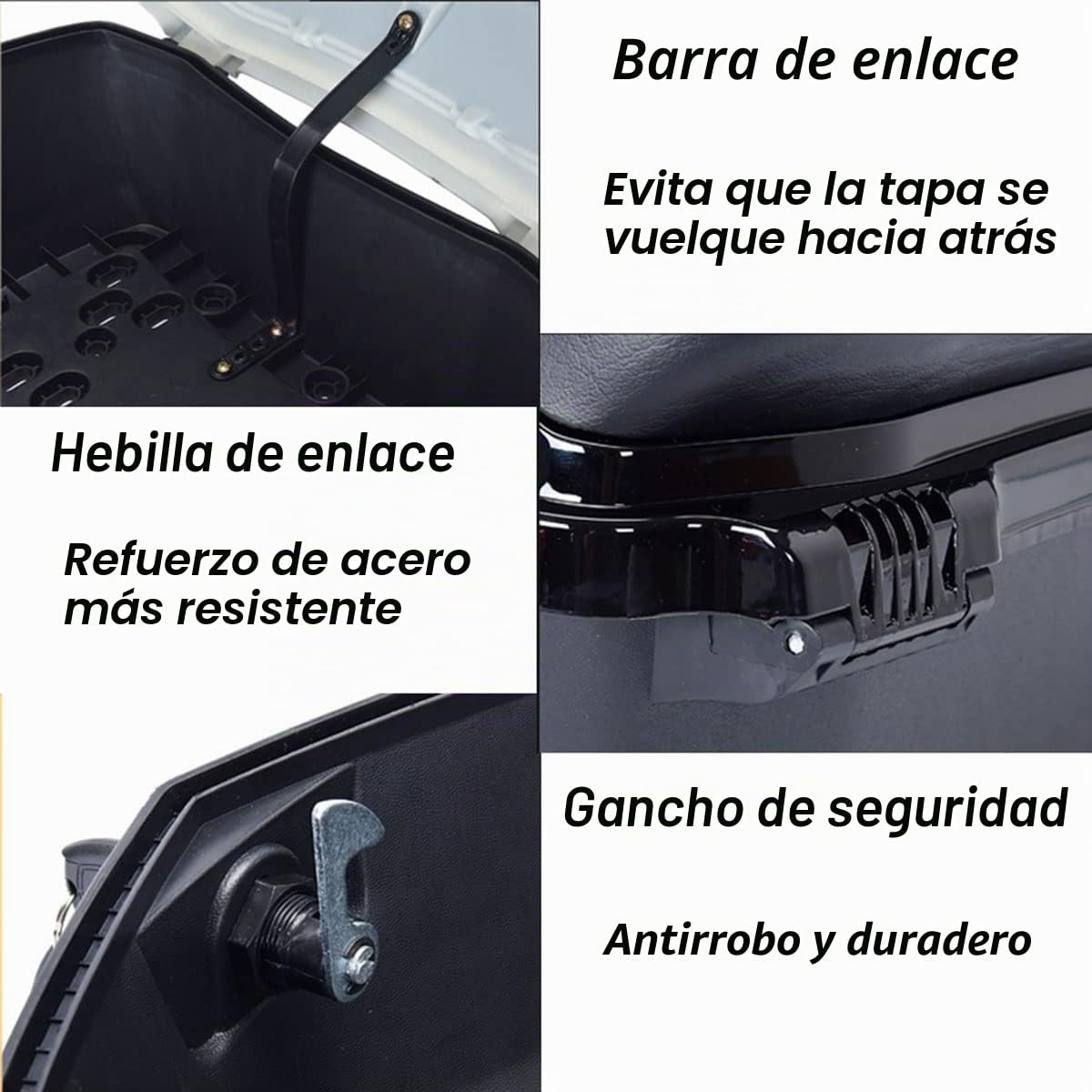 Monolock Baúl, 36 litros de Volumen, Baúl de Moto con Placa y Kit de Montaje, Impermeable Topcase UniversalCaja Superior(Blanca)