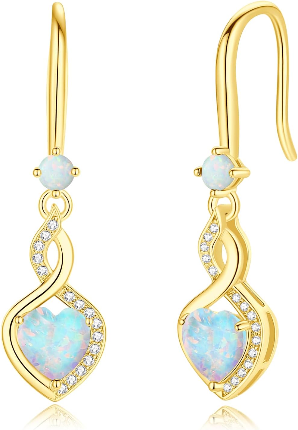 FANCIME Heart Infinity Dangle Drop Earrings 925 Sterling Silver Heart Gemstone Birthstone Earring